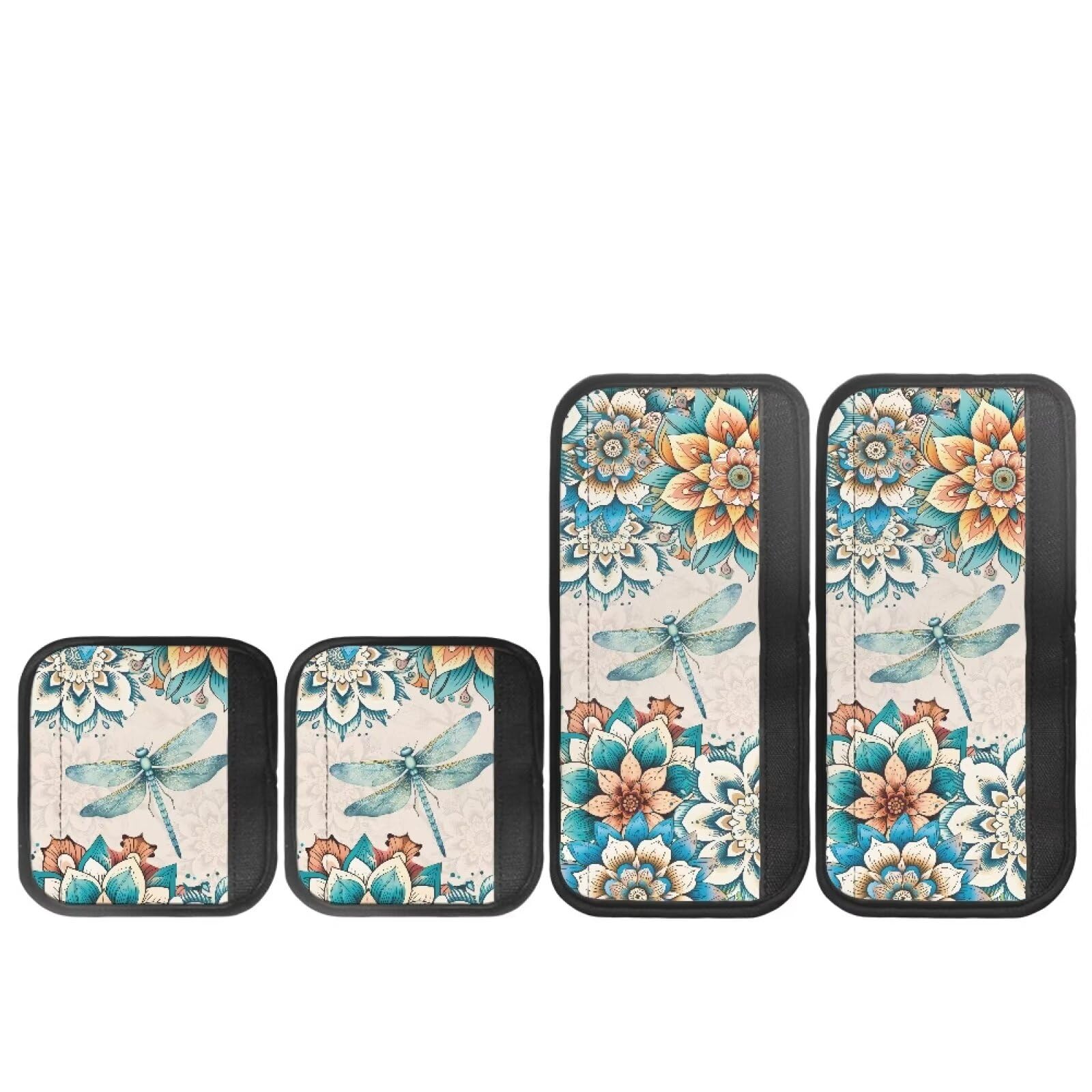 Boho Floral Hummingbird Refrigerator Handle Covers 4-Pack - Microwave & Dishwasher Door Protectors, Non-Slip Kitchen Decor for Home & Office Use