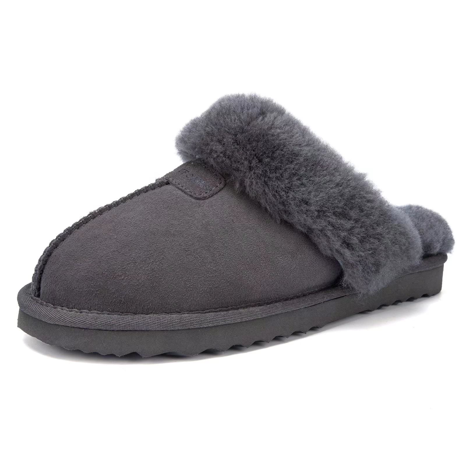 Genuine Australian Sheepskin Women's Slippers with Memory Foam - Warm & Fluffy Indoor/Outdoor House Shoes - Water Resistant Shearling Slippers for Winter Comfort, Lounge Wear & Cozy Home Relaxation