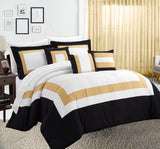 Luxury 10-Piece Queen Comforter & Sheet Set in Gold - Soft Bedding for Master Bedroom, Guest Room & Hotel Use