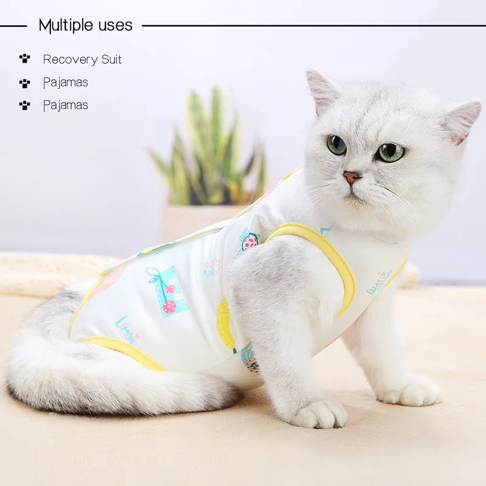 3-Piece Cat Recovery Suit After Surgery - Anti-Licking Wound Protection for Cats & Dogs | Soft E-Collar Alternative for Spay/Neuter, Abdominal Surgery | Female Cat Onesie (Size L) - Perfect for Post-Op Care & Comfort at Home
