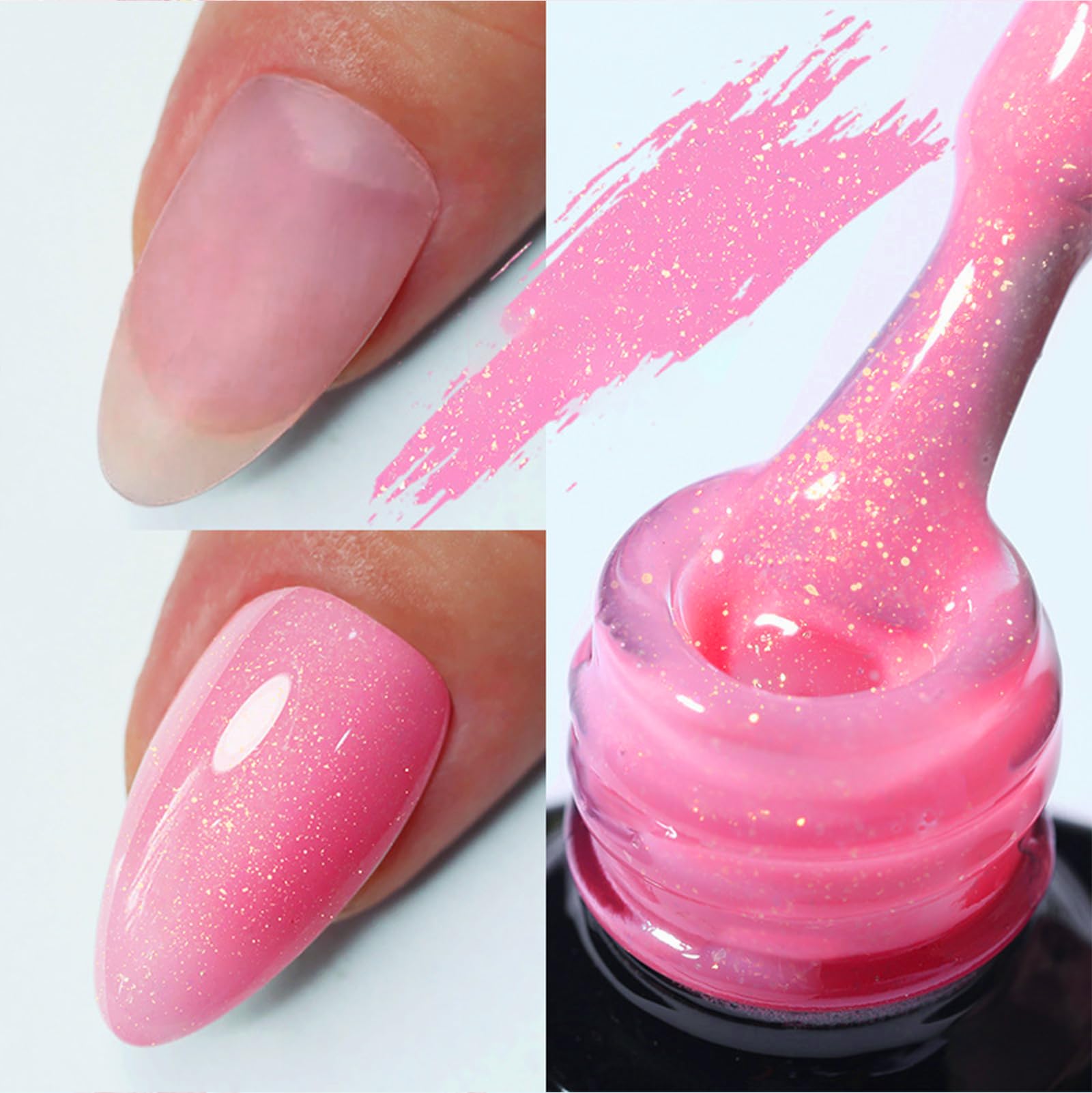 Hot Pink Pearl Glitter Nail Polish - Long Lasting Air Dry Gel Polish with High Density Sparkle, Summer Bright Shimmer Nail Color for Women (14ml) | Perfect for Beginners, Manicures, Pedicures & Special Occasions