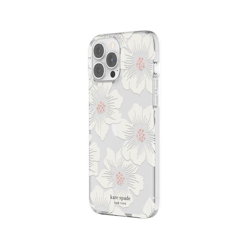 Kate Spade New York iPhone 13 Pro Max Case - Clear Hollyhock Floral Design Protective Phone Cover for Women | Perfect for Everyday Use, Work & Travel