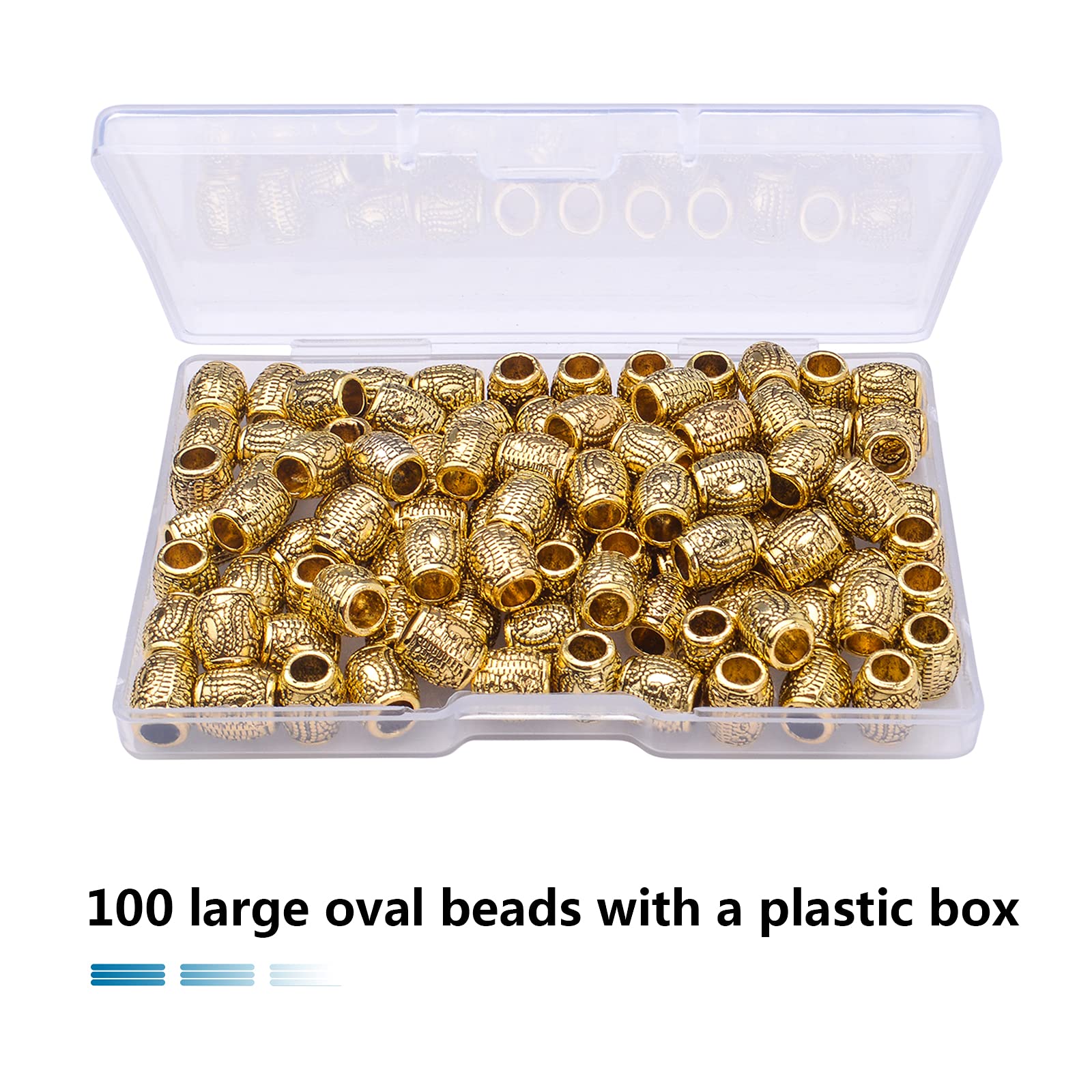Metal Spacer Beads, 100pcs Large Hole Column Tube Beads for Jewelry Making, Loose Rondelle Alloy Tibetan Beads Charm Craft Supplies, Antique Gold 8x9mm with Plastic Box - DIY Bracelets, Necklaces, Earrings