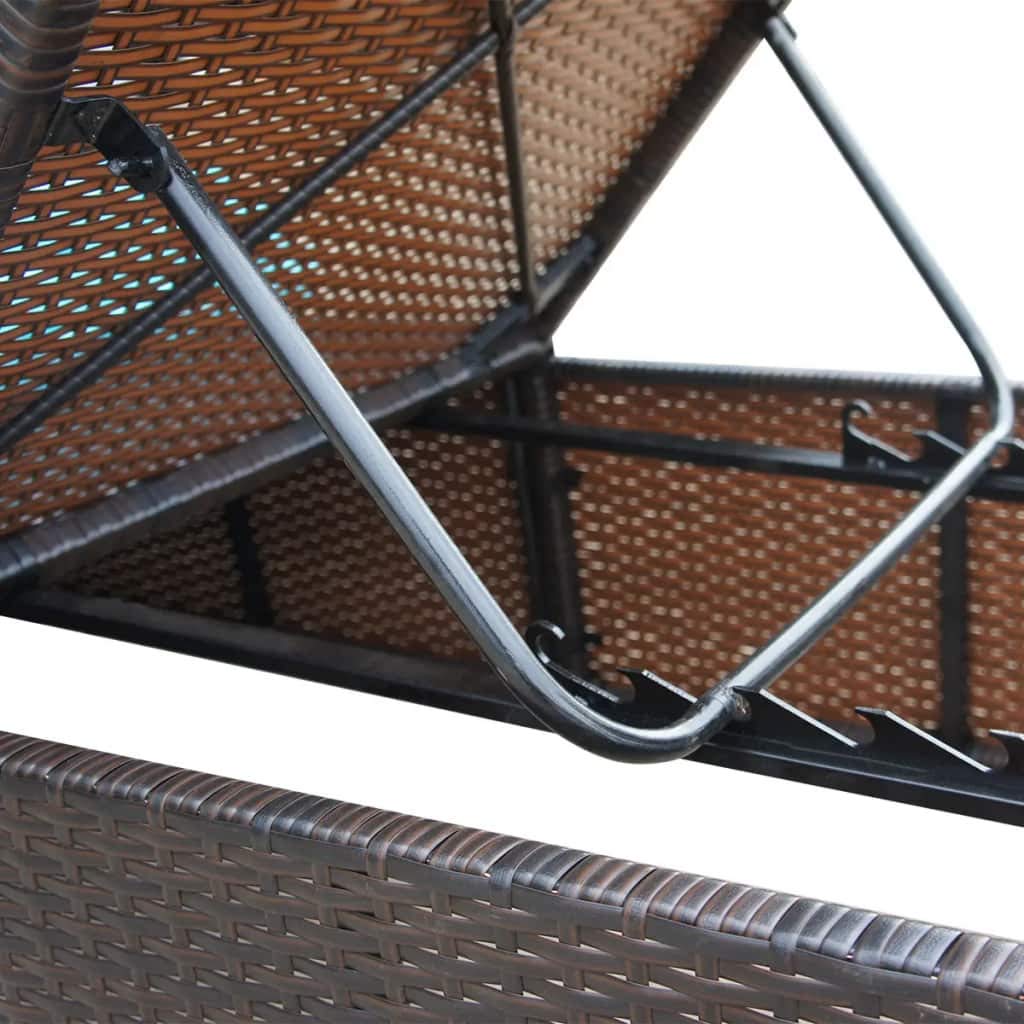 Adjustable Poly Rattan Sun Lounger with Cushion - Dual-Side Reclining Chaise Lounge Chair for Poolside, Deck, Garden, Backyard & Balcony - Outdoor Patio Furniture (Brown/White) - Perfect for Relaxing, Sunbathing & Lounging in Your Outdoor Space