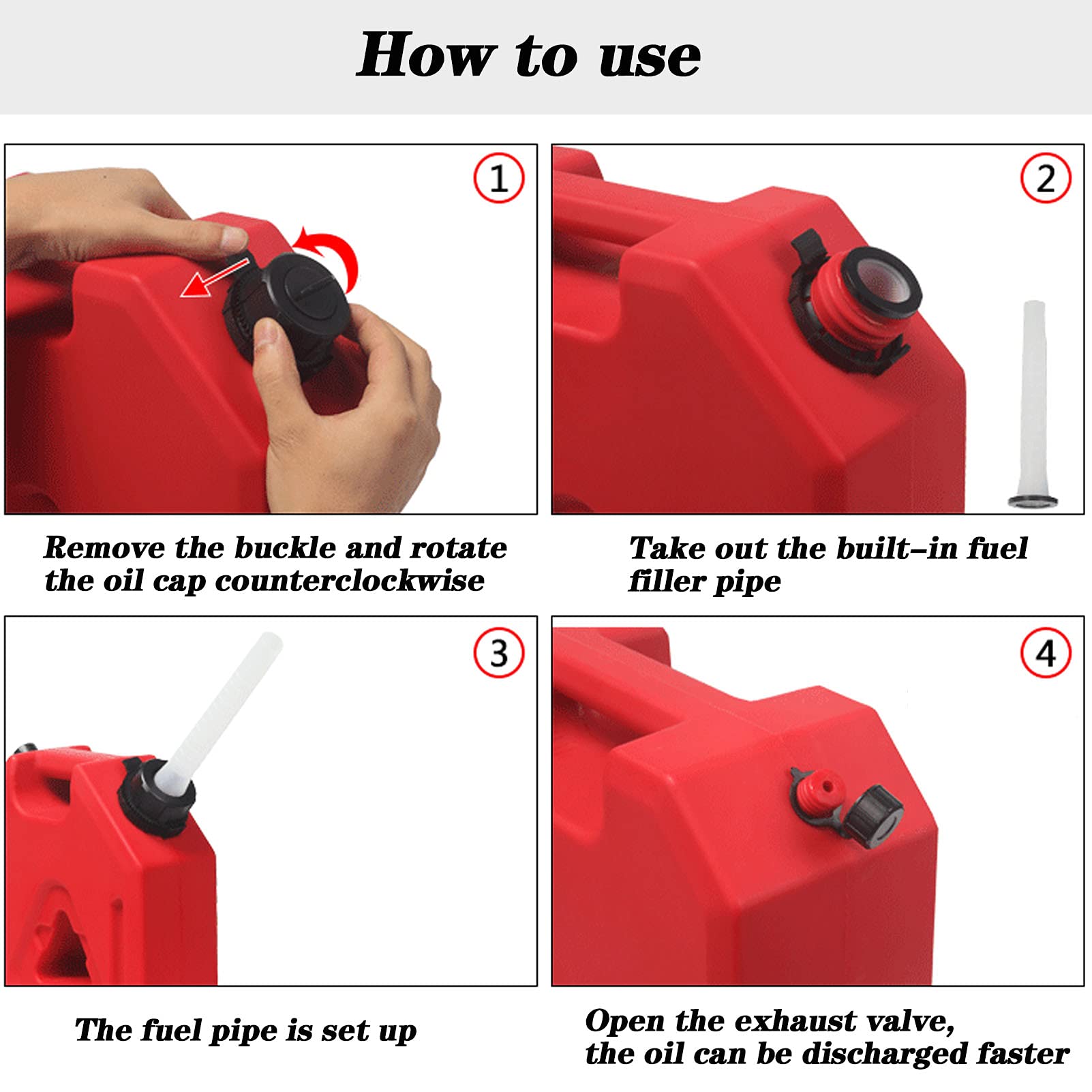 Red Gasoline Fuel Container - Portable Gas Can for Motorcycle, SUV, ATV - Durable Gas Storage Tank with Spout - Ideal for Emergency Fuel Supply, Road Trips & Outdoor Adventures