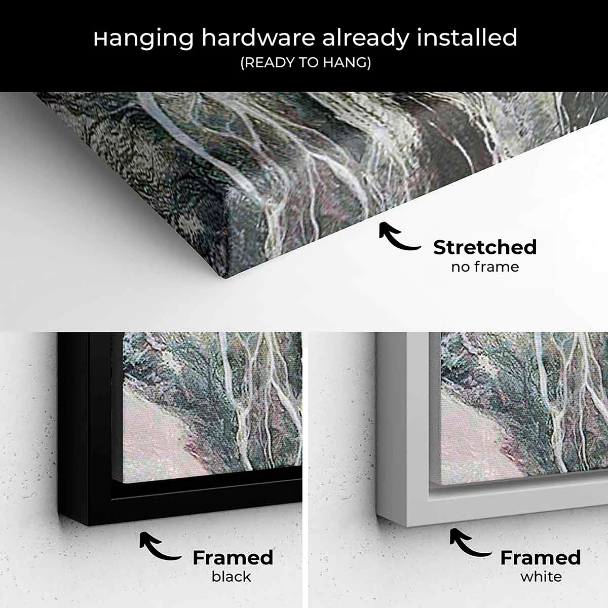 Grey Tree Wall Art Canvas Print - Modern Nature Decor for Living Room, Bedroom & Office | 7686
