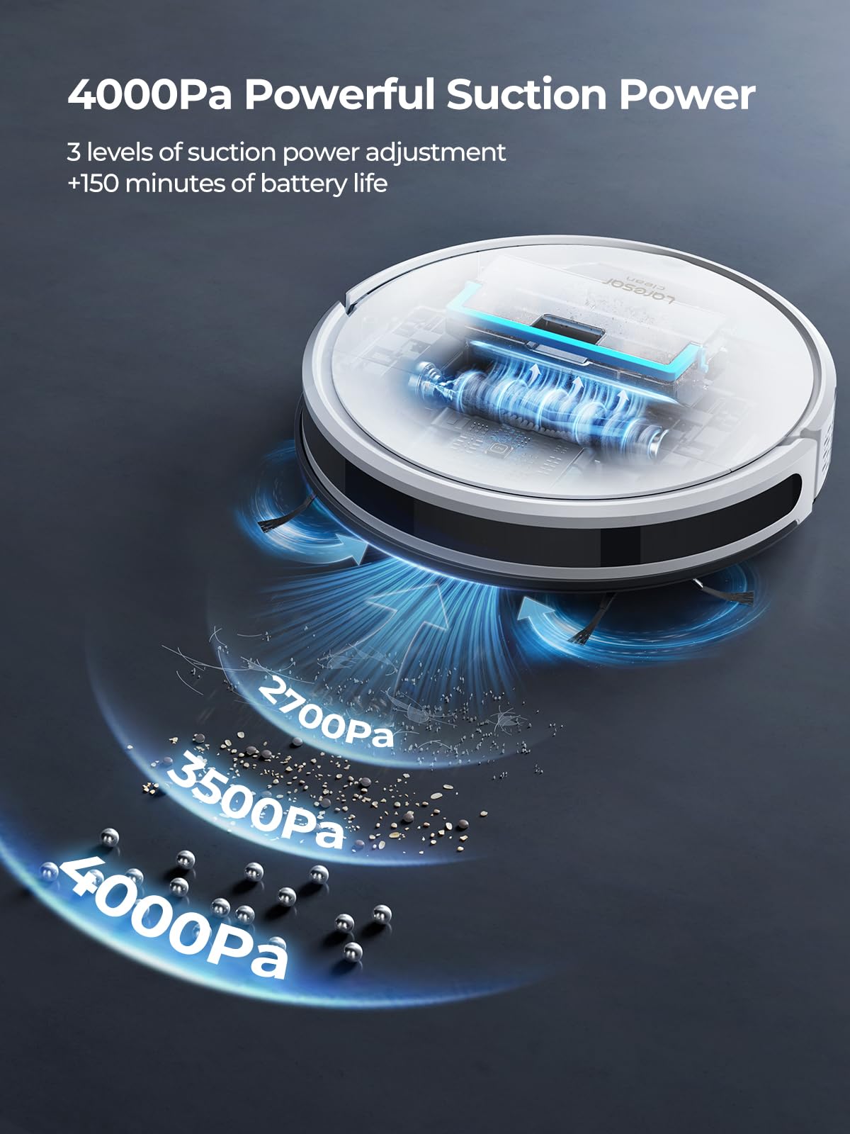 Smart Robot Vacuum and Mop Combo 4000Pa - Wi-Fi Connected Robotic Cleaner with Auto Carpet Boost, Self-Charging, App/Remote/Voice Control - Ultra Slim Design for Pet Hair - Perfect for Hardwood Floors, Carpets and Pet Owners