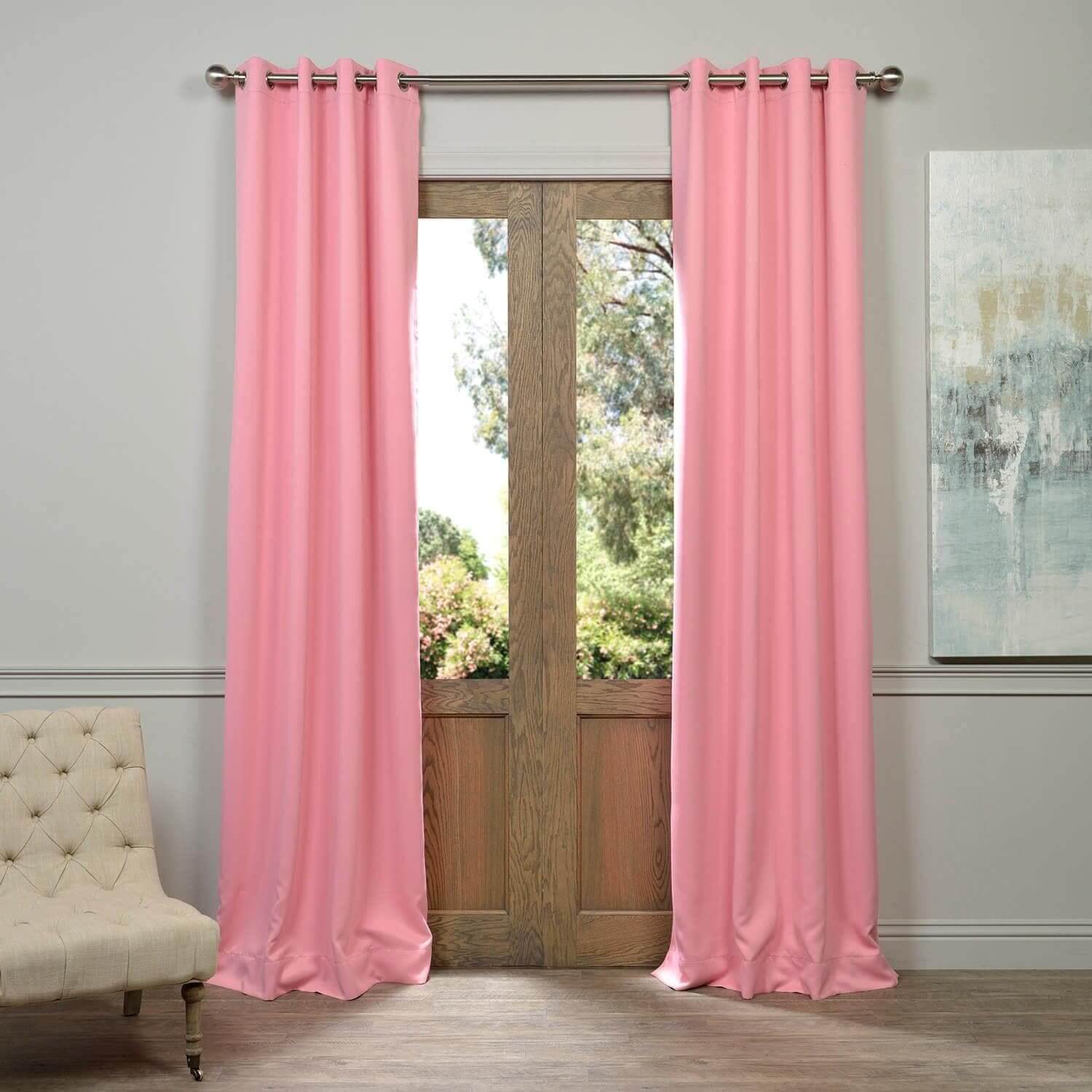 Precious Pink Grommet Blackout Curtains for Bedroom - Thermal Insulated Window Drapes for Nursery, Living Room & Home Decor