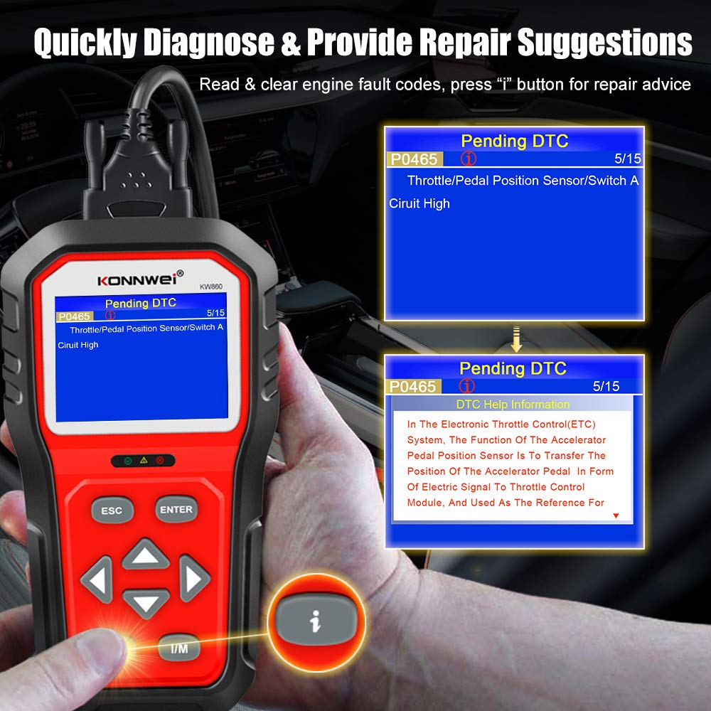KW860 Enhanced OBD2 Scanner & KW510 Battery Charger Tester Combo - Professional Car Diagnostic Tool for Engine, ABS, Transmission - 12V Battery Tester & Maintainer - Perfect for Mechanics, DIY Auto Repair & Vehicle Maintenance