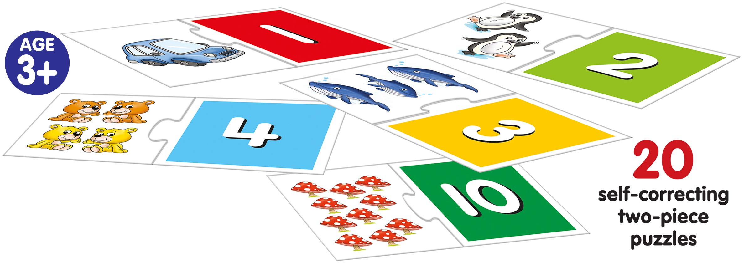 Frank Numbers 1-20 Educational Puzzle Set (40 Pieces) - Self-Correcting Jigsaw Puzzles for Kids Ages 3+ - Early Learning Math Toys with Number Images - Perfect for Preschool Classroom & Homeschool Activities