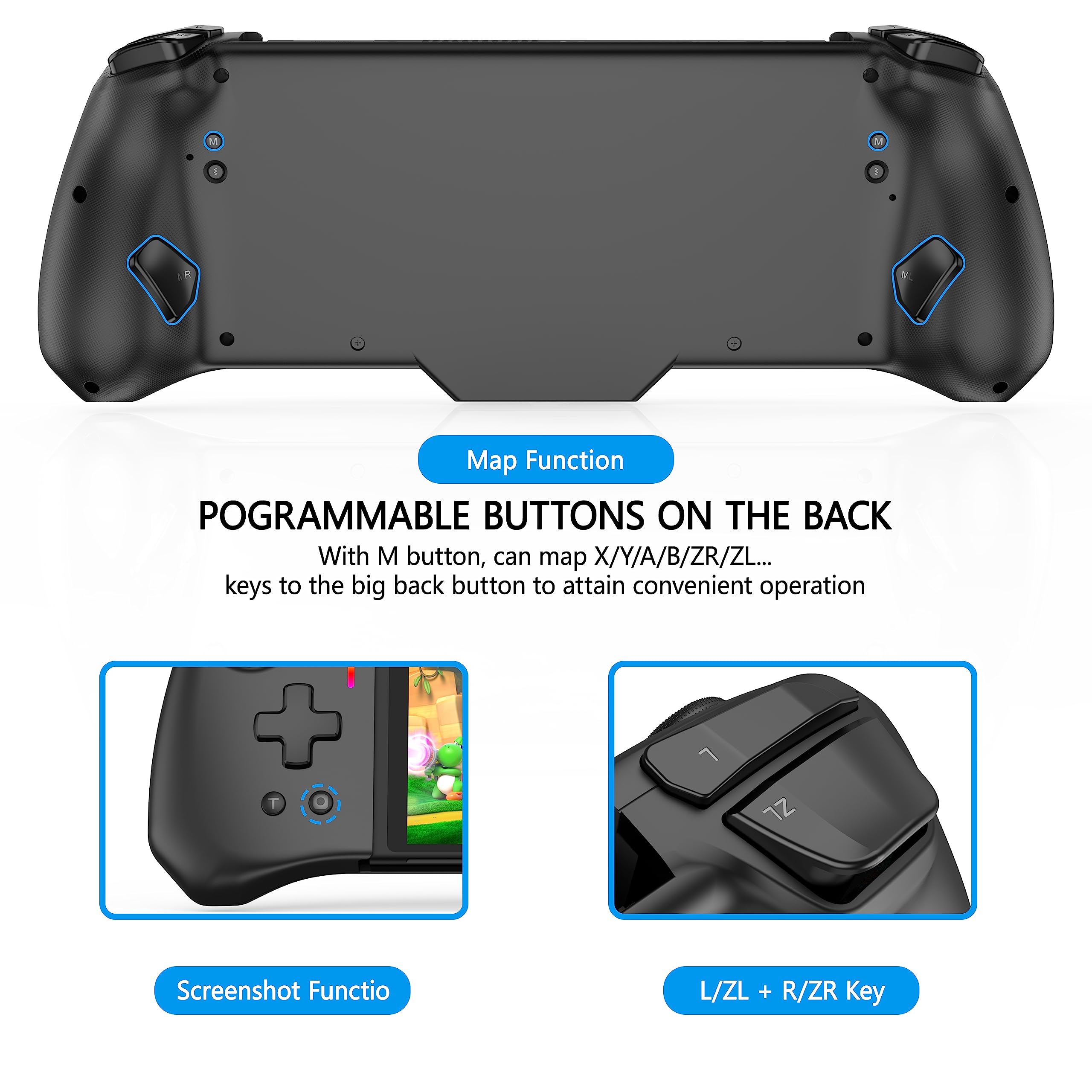 RREAKA Wireless Switch Controller for Nintendo Switch/OLED - Ergonomic Joypad with 9 Color LED Lights, Replacement for Nintendo Switch Joy-Con - Perfect for Gaming at Home, Travel & Multiplayer Sessions
