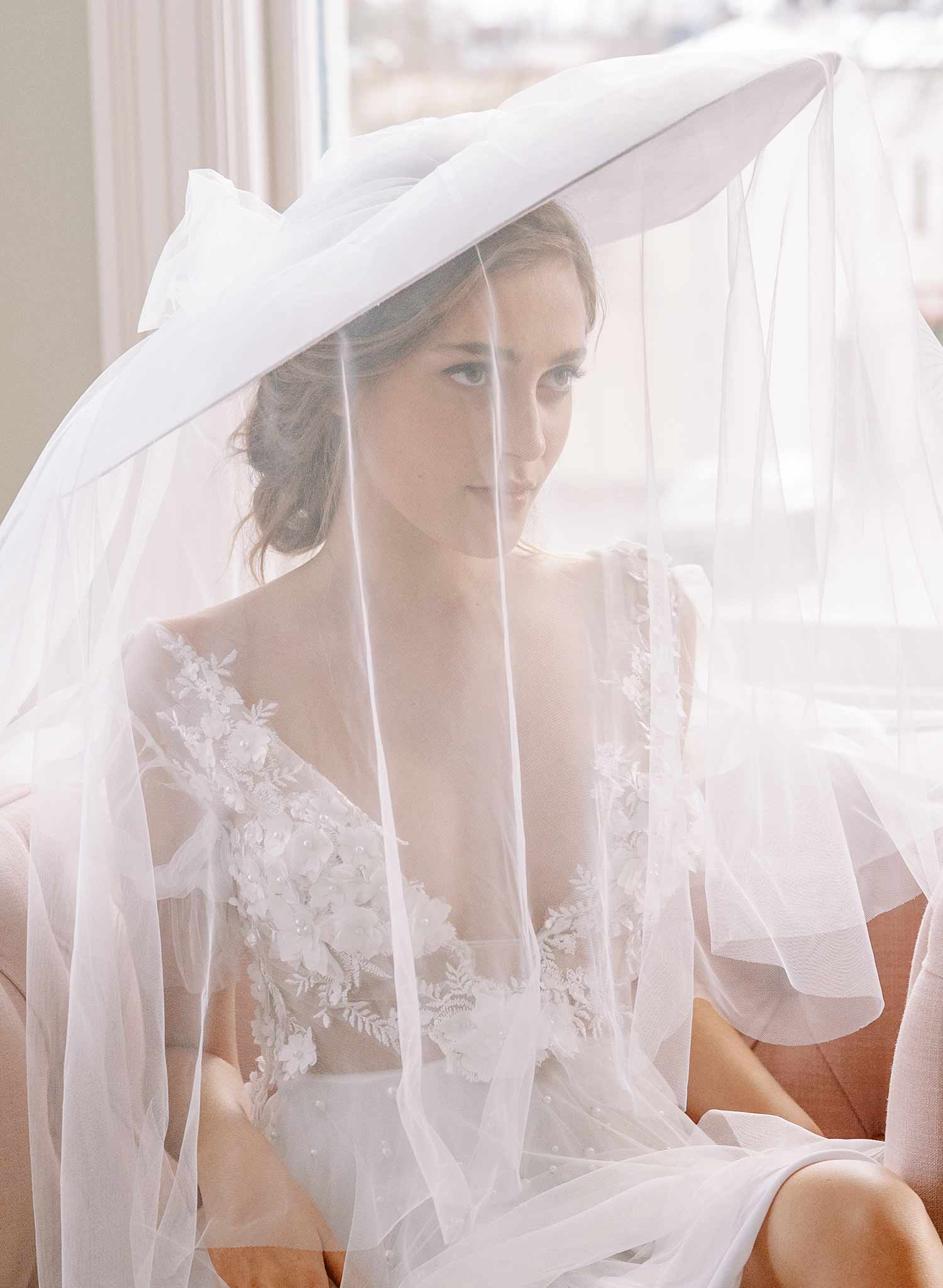 Dream Cloud Bridal Hat with Veil - Elegant Wedding Headpiece Style #2456 | Perfect for Bridal Showers, Ceremonies & Photo Shoots