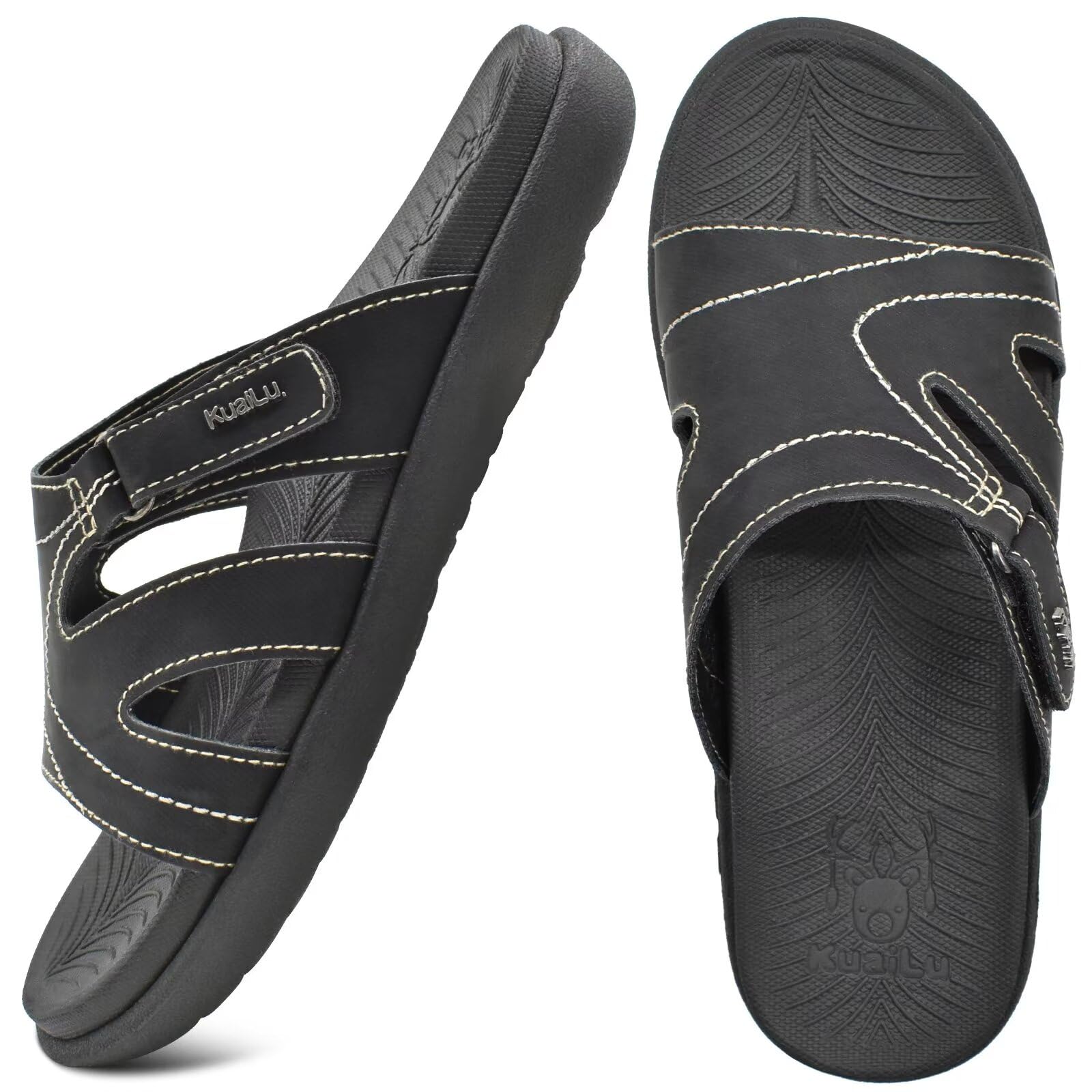 **KuaiLu Women's Orthotic Slides - Lightweight Athletic Sandals with Arch Support for Plantar Fasciitis - Comfortable Yoga & Lounge Slippers for Home, Gym & Outdoor Wear**