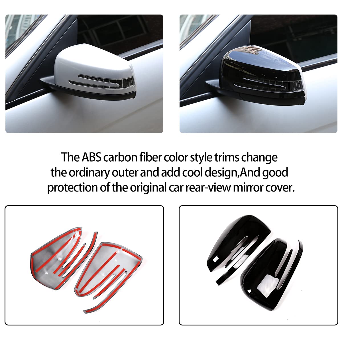 Mercedes Benz A CLA GLA GLK Class W176 W117 X156 X204 2014-2017 Piano Black Side Rear View Mirror Cover Trim - Perfect Replacement for Damaged or Worn Mirror Covers, Enhances Vehicle Appearance