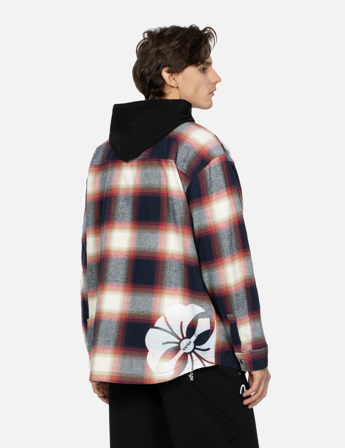 Stylish Kamon Print Checked Loose Fit Shirt Jacket for Men & Women | Casual Overshirt for Fall & Spring | Perfect for Outdoor Activities, Travel and Layering