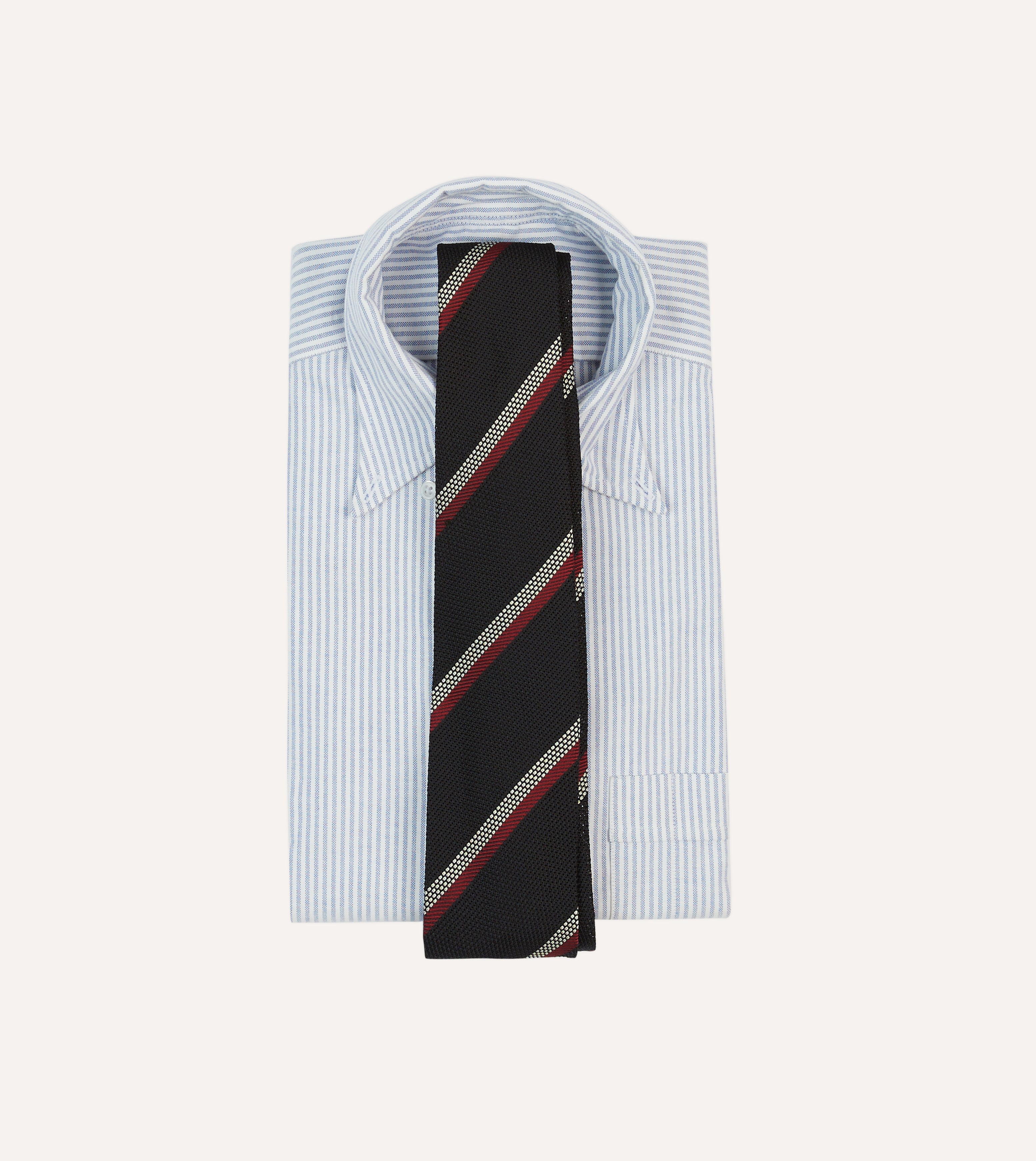 Premium Hand-Rolled Silk Grenadine Tie - Classic Black, White & Red Striped Pattern - Perfect for Weddings, Business Meetings & Formal Events