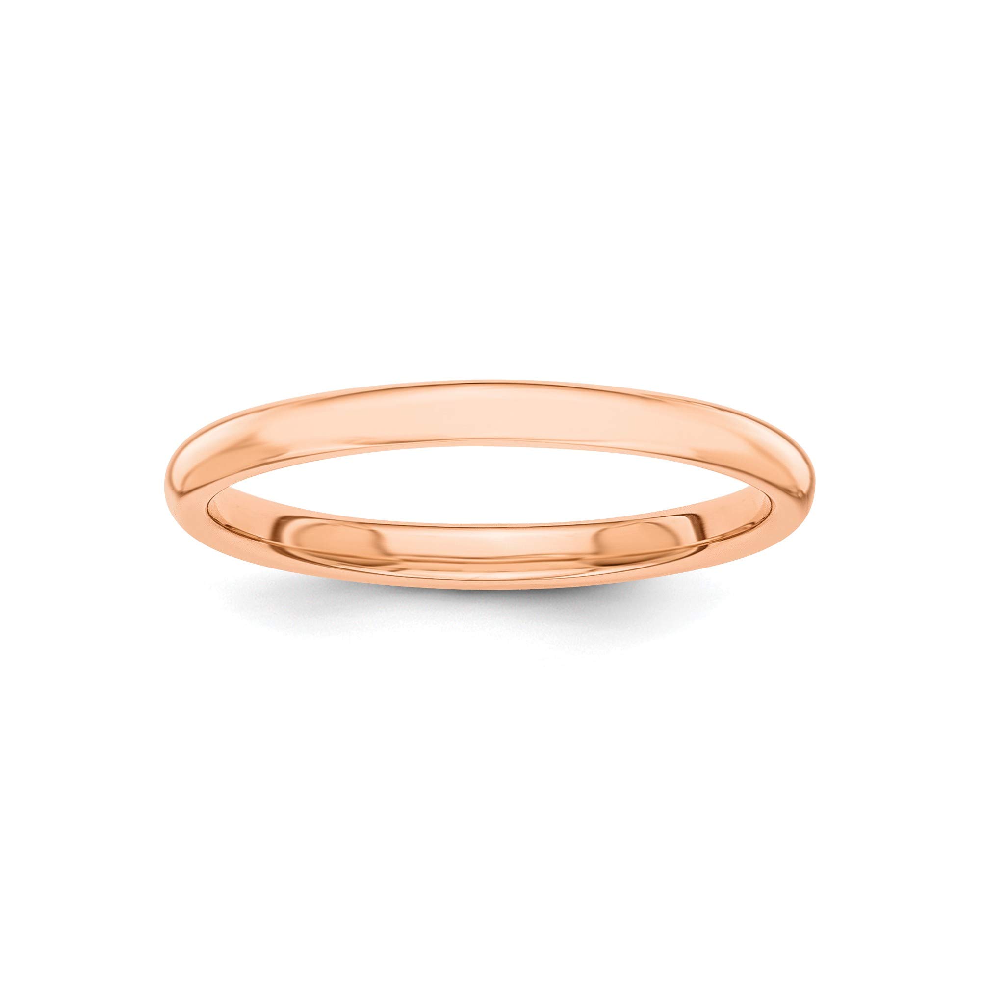14K Rose Gold Polished 2mm Wedding Band Ring - Size 6, Durable & Hypoallergenic - Perfect for Engagement, Anniversary & Everyday Wear
