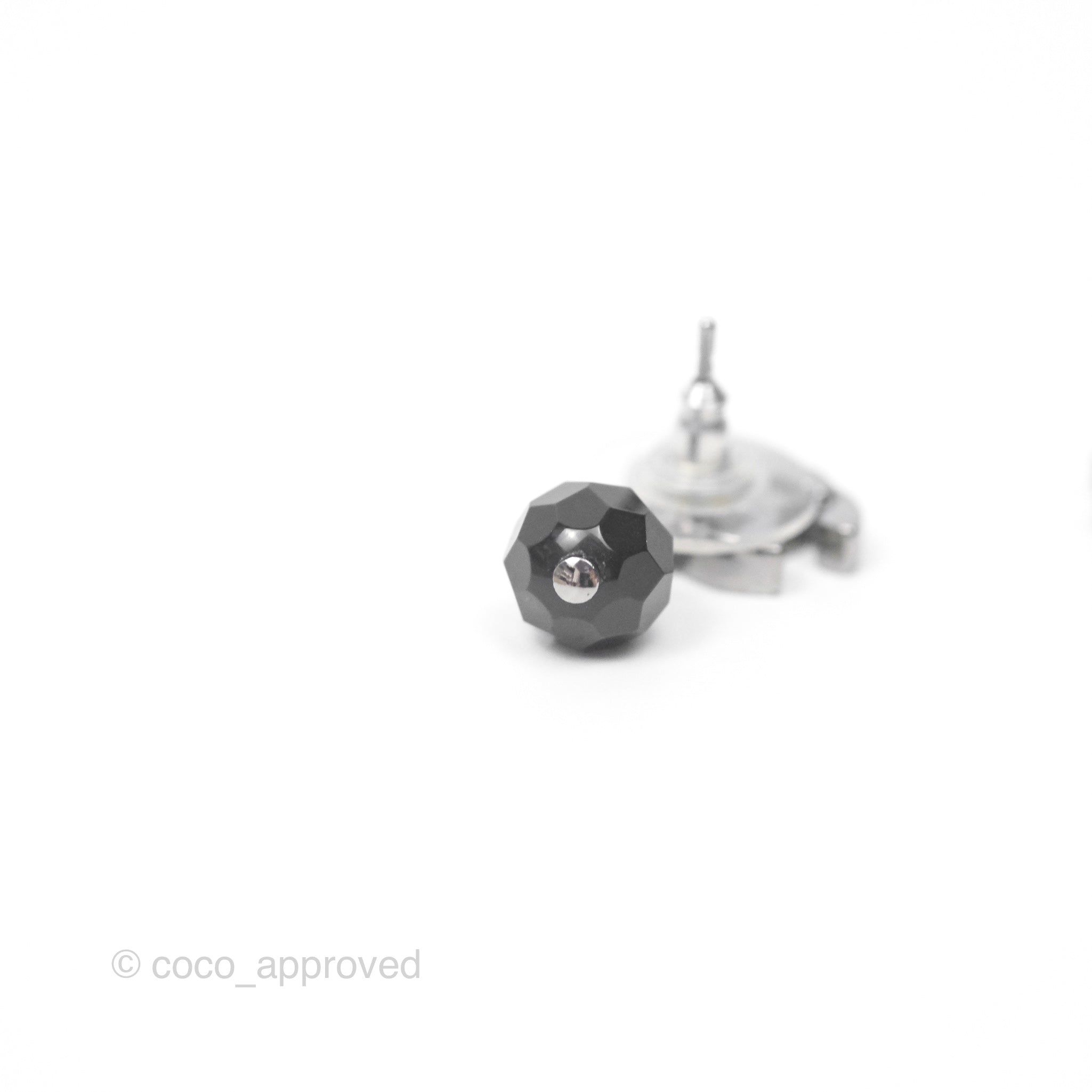 Chanel CC Black Bead Drop Earrings - Dark Silver 10V | Luxury Fashion Jewelry for Women | Perfect for Parties, Weddings & Special Occasions