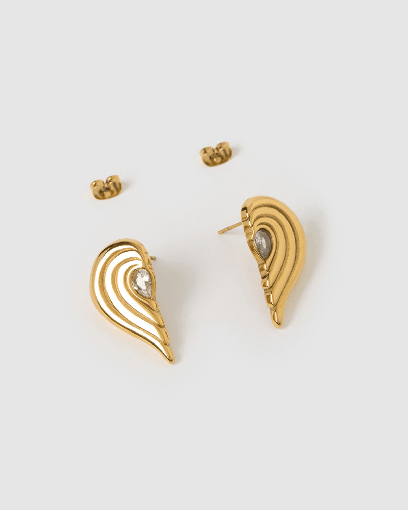Izoa Catalina Stud Earrings - 14K Gold Plated Minimalist Earrings for Women, Everyday Wear & Gift Giving