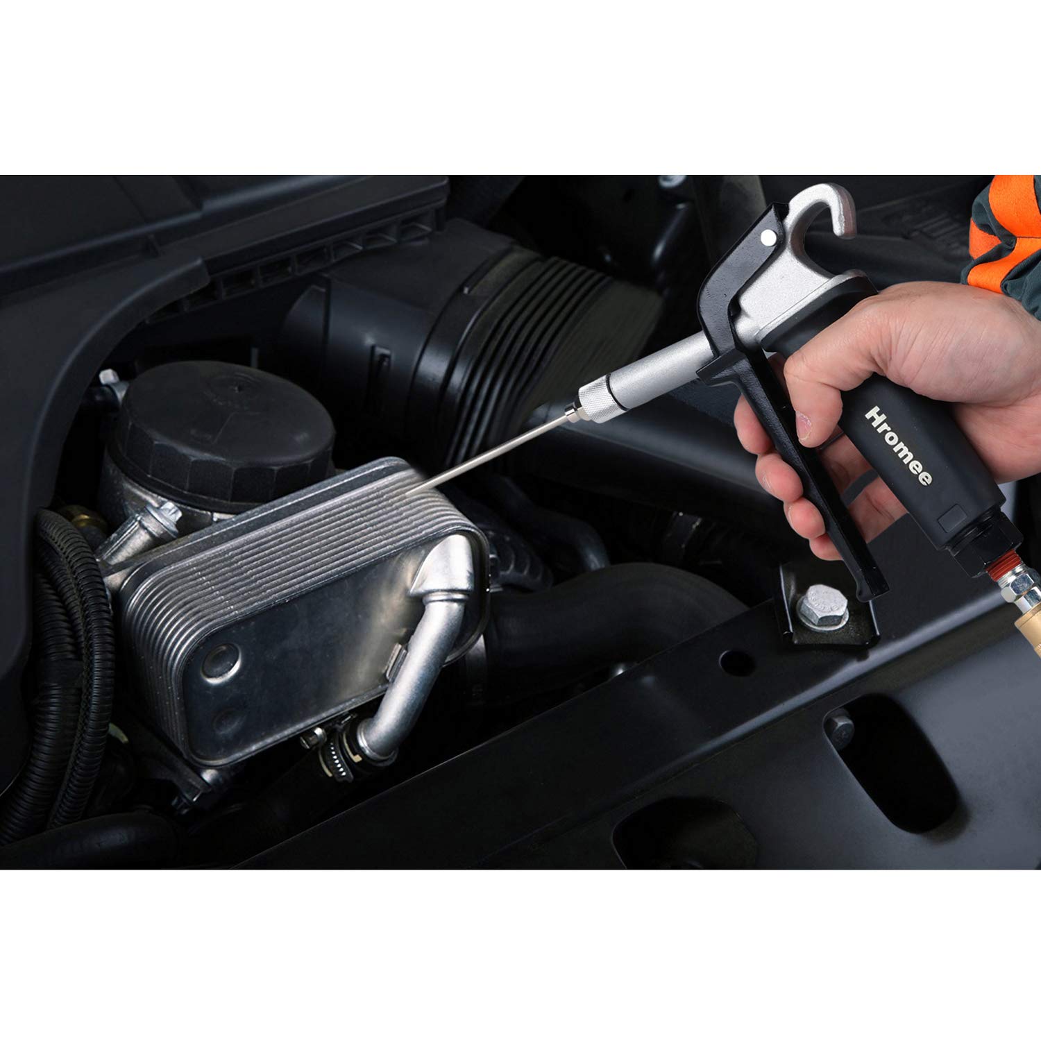Hromee 12-Piece High Flow Air Blow Gun Kit with Safe Quiet Xtreme Nozzles, Rubber Tips, 6/12 Inch Extensions, Chip Guard & Needle Duster - Perfect for Automotive Cleaning, Workshop Maintenance, and Air Compressor Accessories