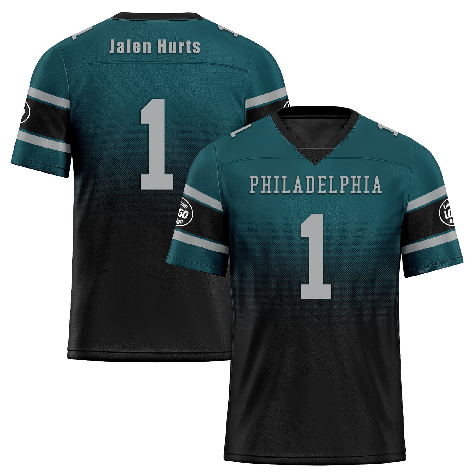 Custom Green & Black Philadelphia Eagles Football Jersey & Hat Combo - Personalized NFL Fan Gear for Game Day & Tailgating - D020326-23