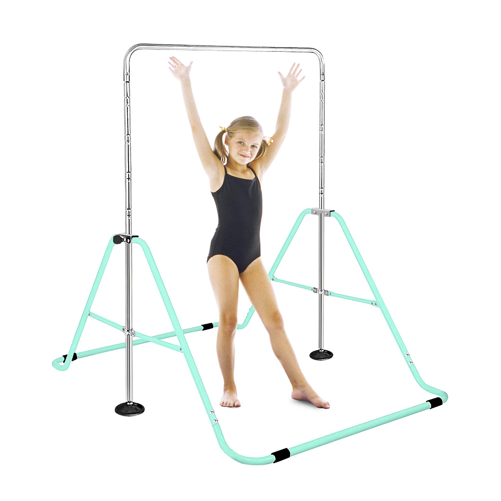 FBSPORT Adjustable Height Gymnastics Bar for Kids - Junior Training Horizontal Bar with Folding Design - Perfect for Home Gymnastics Practice, Strength Training & Playtime Activities