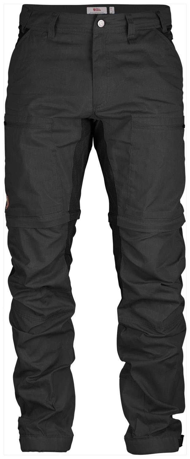 Fjallraven Men's Abisko Lite Trekking Zip-Off Trousers - Lightweight Hiking Pants Convertible to Shorts, Dark Grey/Black - Perfect for Outdoor Adventures, Camping & Travel