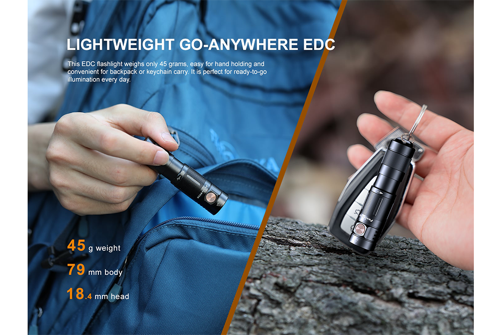 Fenix E09R Rechargeable Flashlight 600 Lumens - Compact High Output LED Torch for Camping, Hiking & Emergency Use