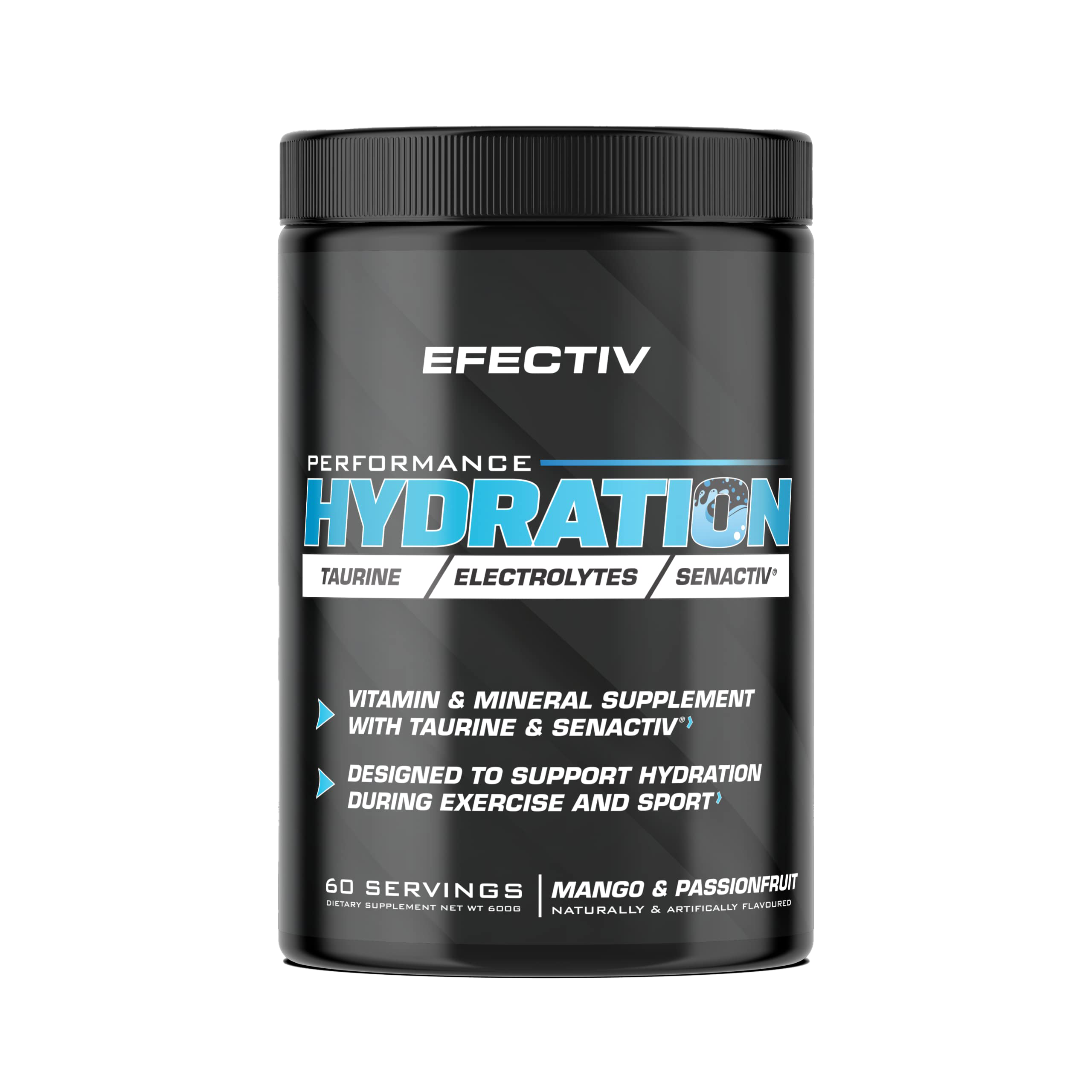 Efectiv Nutrition Performance Hydration Powder 600g - Mango Passionfruit Flavor | Electrolyte Drink Mix for Athletes, Workout Recovery & Outdoor Activities