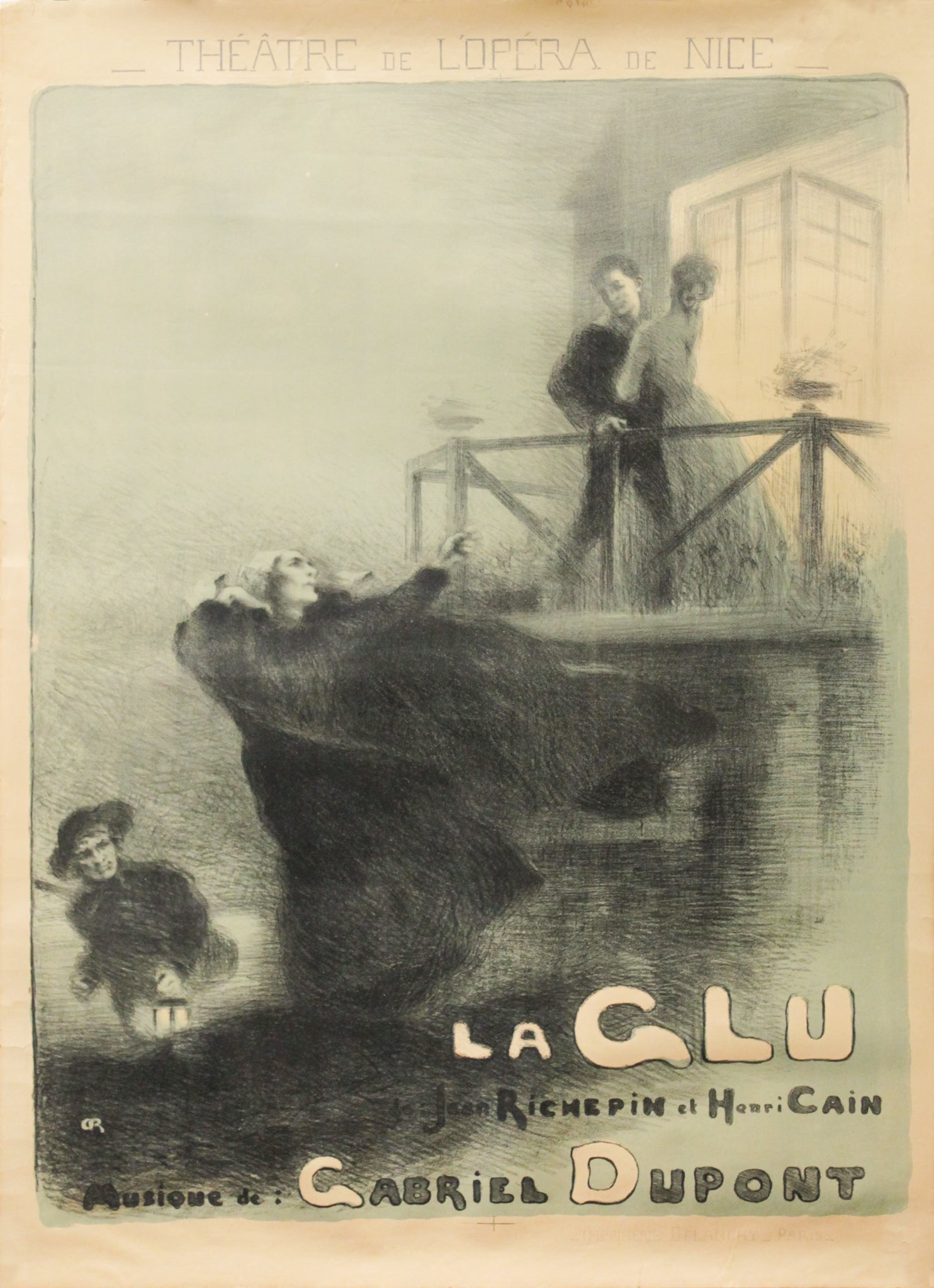 Vintage 1910 French Opera Poster - La Glu, Théâtre de l'Opéra de Nice - Perfect for Theater Lovers & Antique Collectors - Home Decor, Office Wall Art, Gift for Opera Enthusiasts