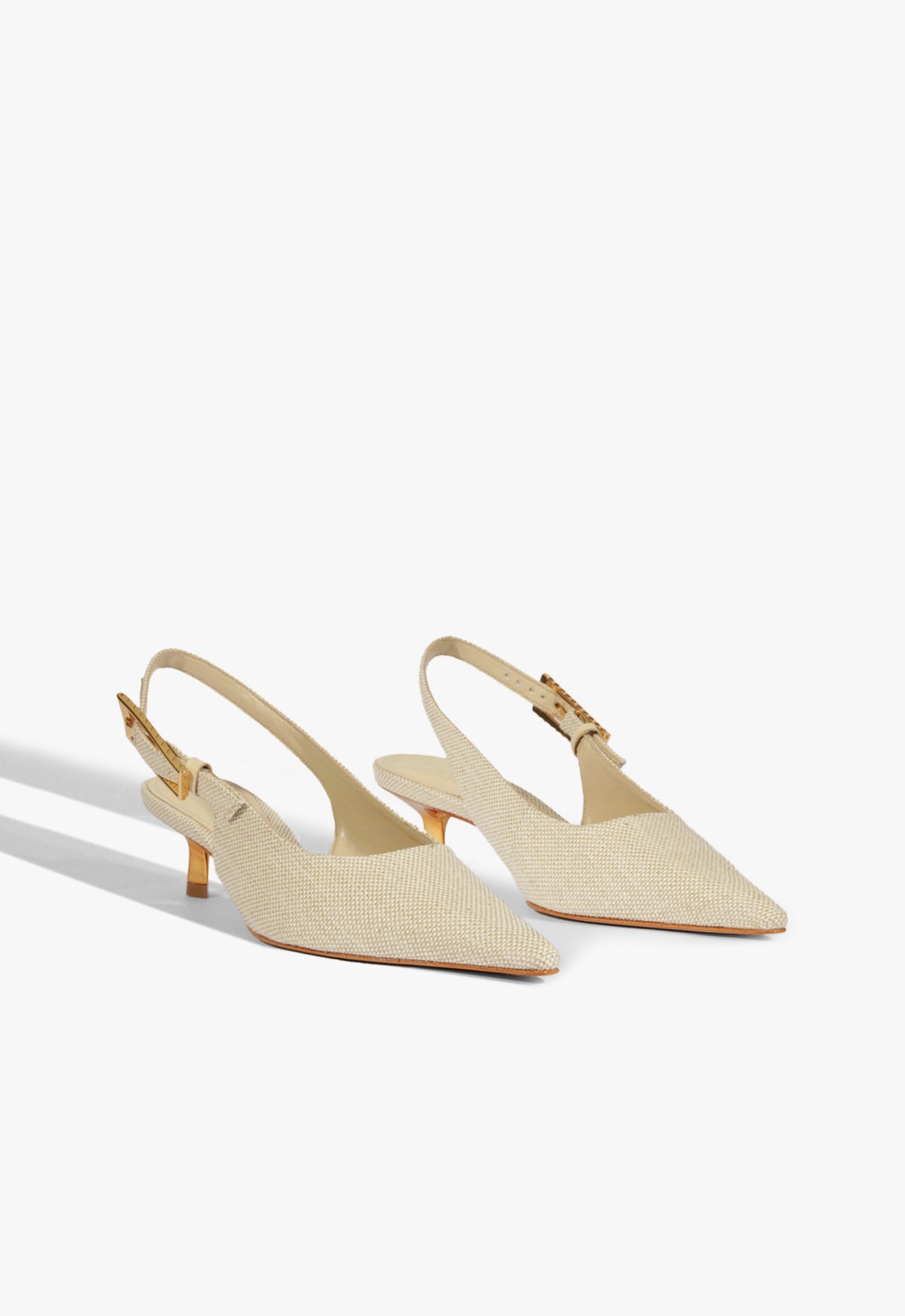Ciara Mid Heel Stiletto Pump Shoes for Women - Beige Elegant Pointed Toe Pumps for Office, Party & Special Occasions