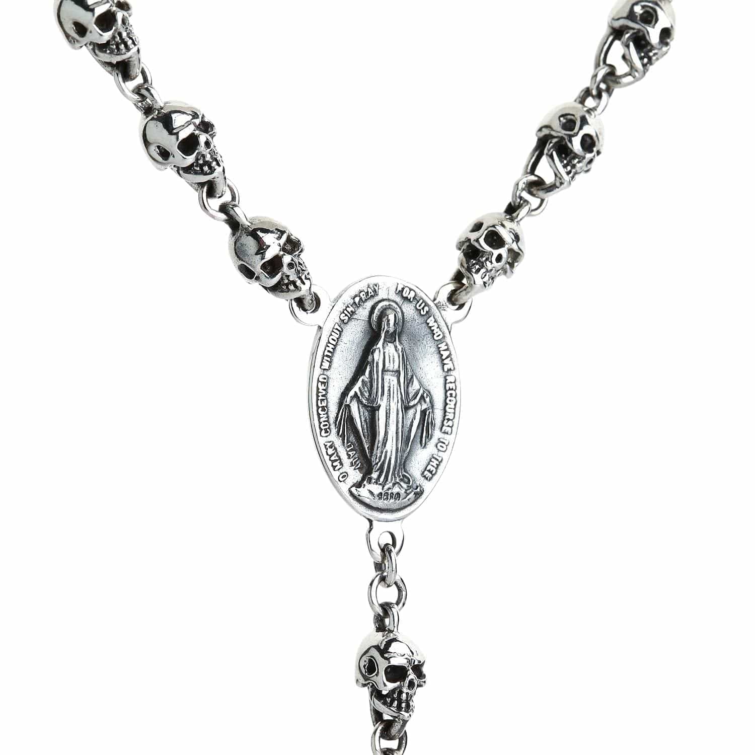 Skull Jesus Sterling Silver Gothic Necklace for Men & Women - Religious Jewelry for Punk, Gothic, and Alternative Fashion Styles