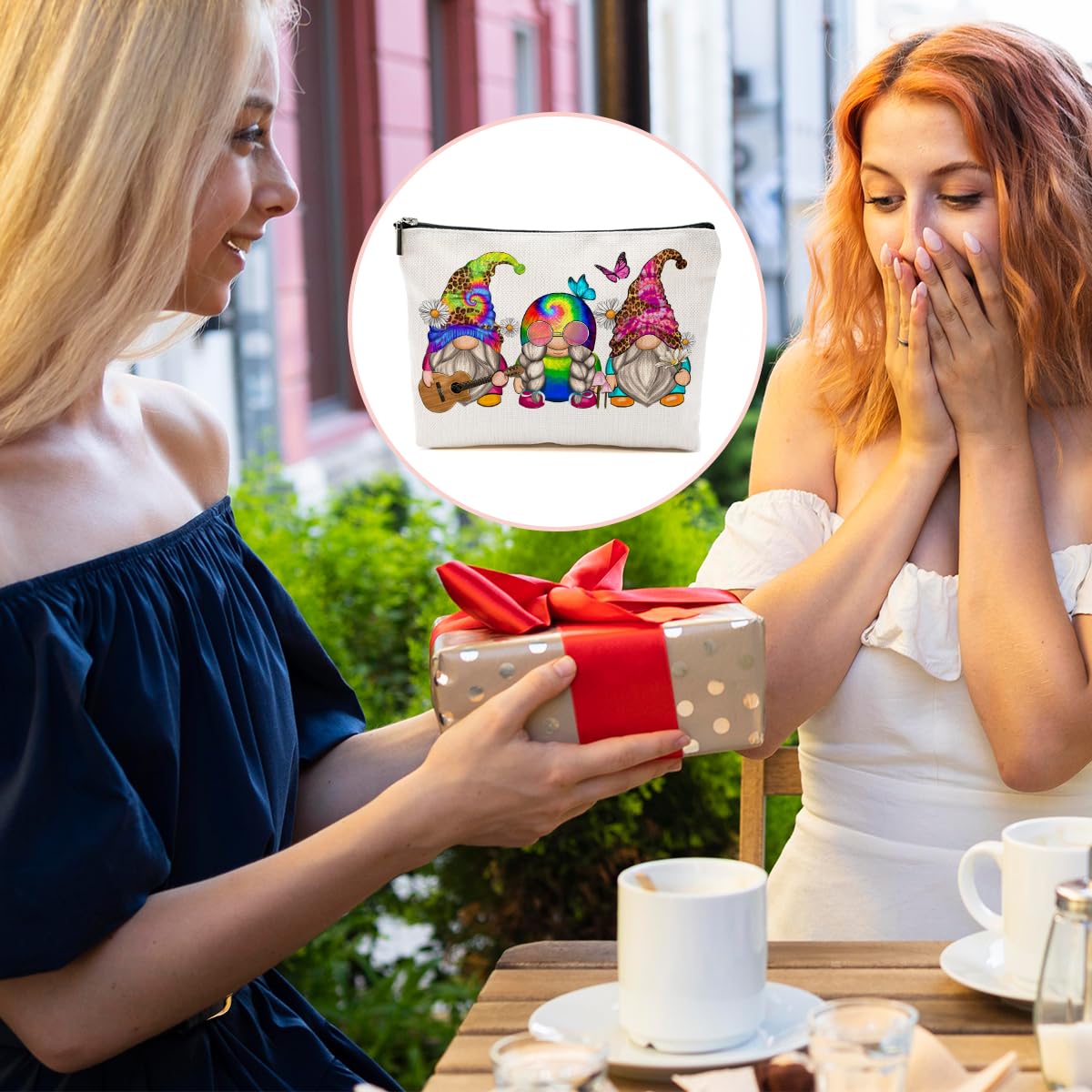 **Cute Rainbow Hippie Gnome Makeup Bag - Funny Gnome Cosmetic Pouch for Women & Girls | Perfect Friendship, Christmas, Graduation & Birthday Gift | Travel Toiletry Bag for Makeup & Essentials**
