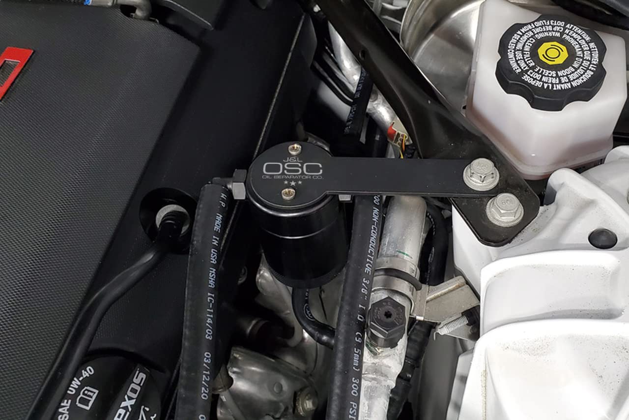 J&L Oil Separator - Compatible with 2016-2024 Chevy Camaro LT1 (Driver Side) - High Performance Engine Oil Catch Can - Black - Reduces Blowby & Protects Engine - Ideal for Racing & Daily Driving