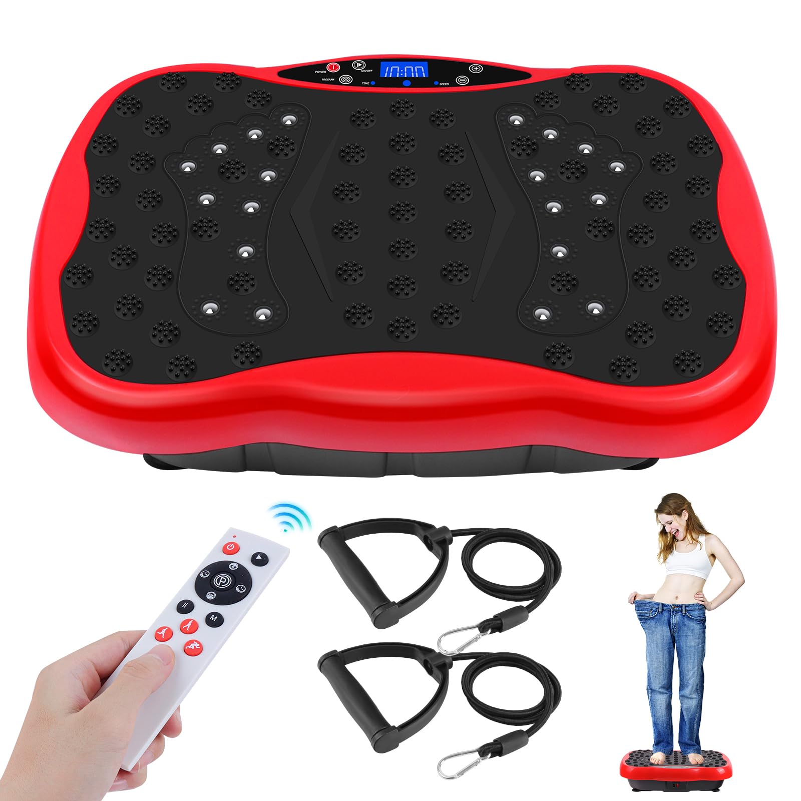 **Full Body Vibration Plate Exercise Machine for Weight Loss & Home Fitness – Portable Vibration Platform with Resistance Bands & Remote – Lymphatic Drainage & Muscle Recovery – Perfect for Home Gym, Workouts & Relaxation**