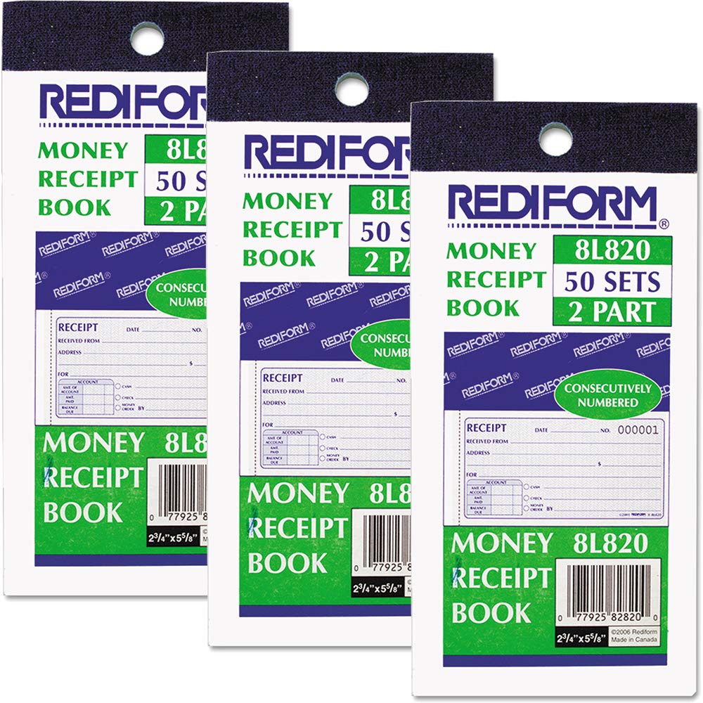 Money Receipt Book - 3 Pack (50 Sets/Book) | Duplicate Carbon Copy for Small Business, Sales Tracking & Financial Records | Perfect for Retail Stores, Restaurants & Service Providers