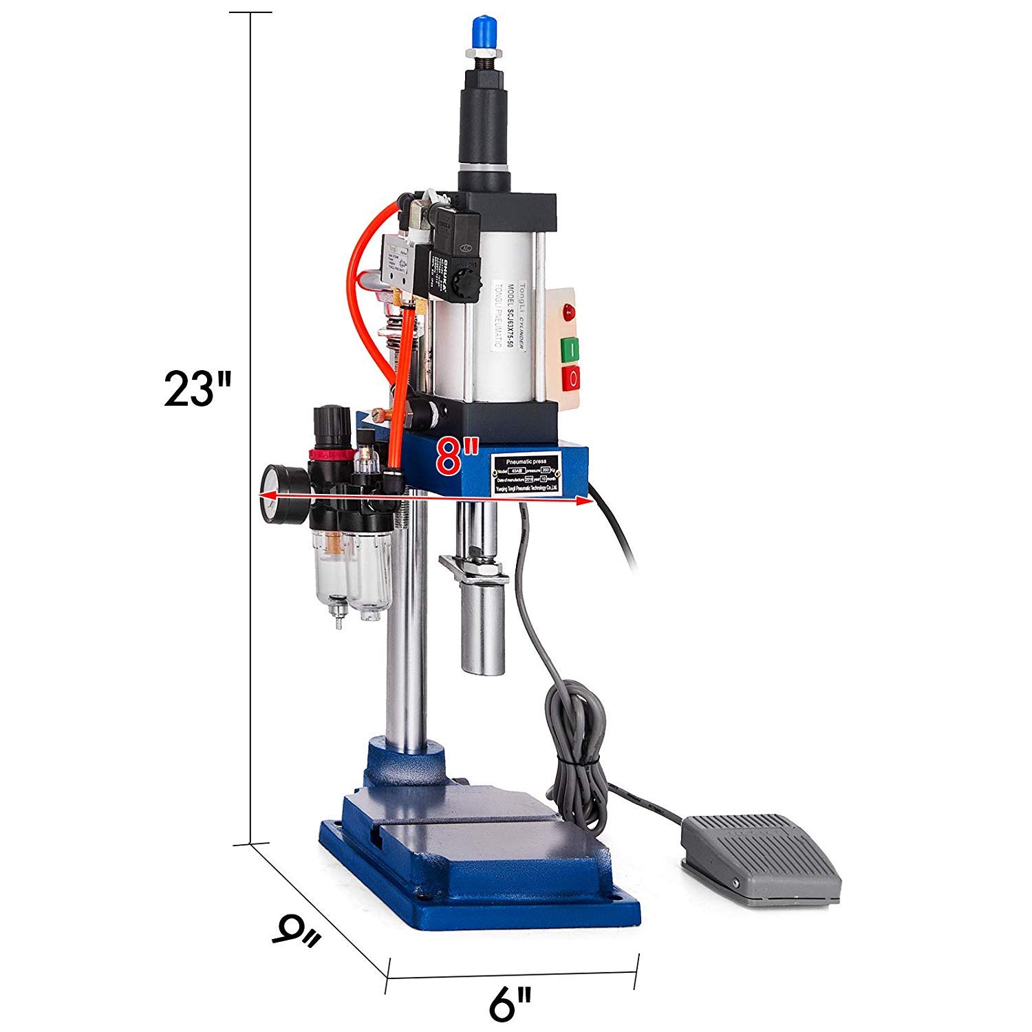 VEVOR 440LB Pneumatic Punch Press Machine, 200KG Desktop Punching Press with 110V AC, 0.4-0.7 Mpa Operation Pressure for Metal Stamping, Leather Craft, Jewelry Making - Ideal for DIY Workshops & Small Manufacturing