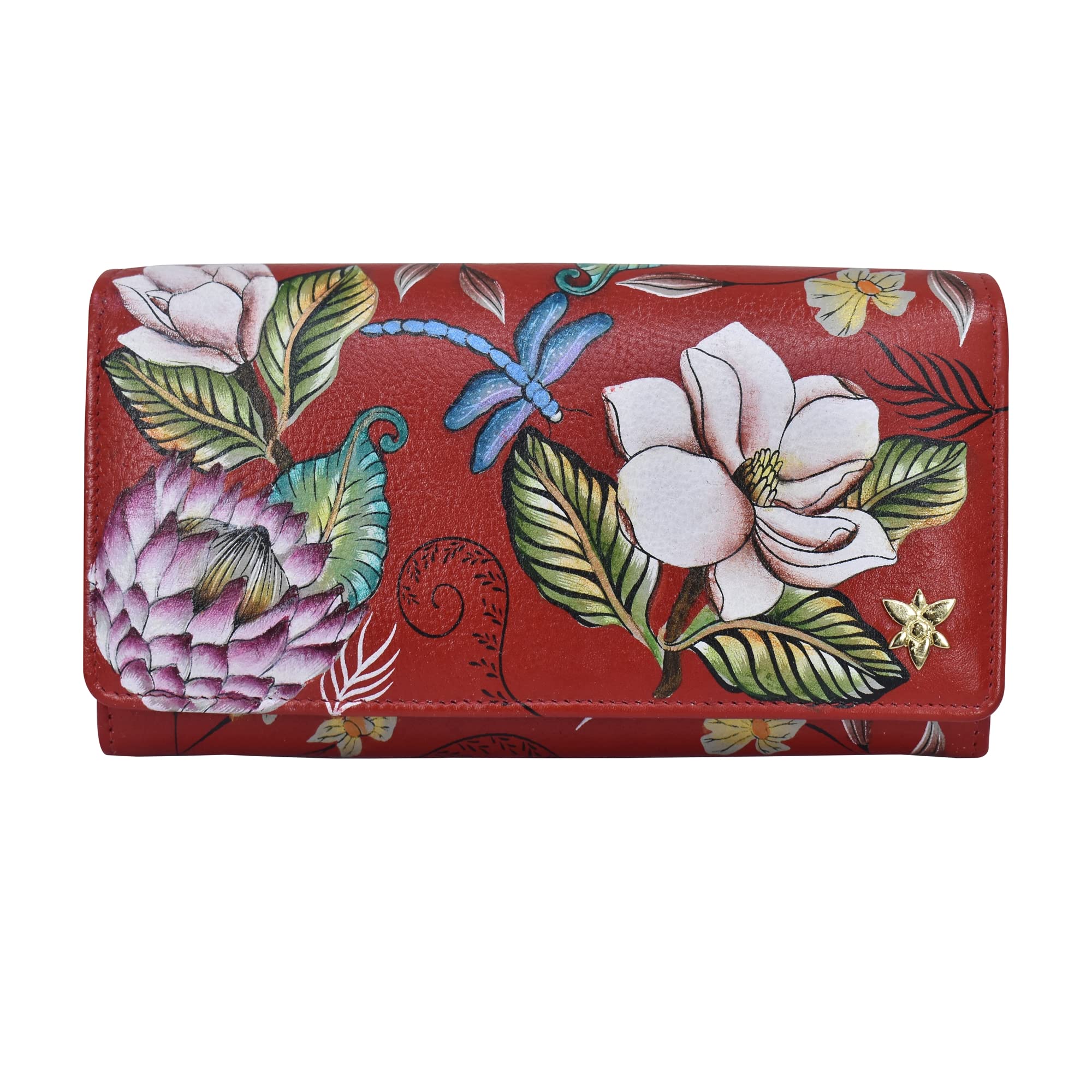 Anuschka Women's Hand-Painted Genuine Leather RFID Blocking Accordion Flap Wallet - Stylish & Secure Wallet for Travel, Shopping, and Everyday Use