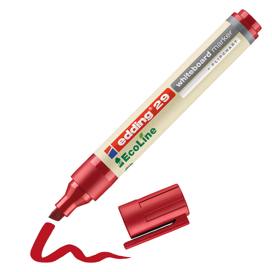 edding EcoLine 29 Whiteboard Markers - Set of 4 Non-Toxic Dry Erase Markers for Classroom, Office & Home Use - Low Odor Chisel Tip Markers for Whiteboards, Glass & Smooth Surfaces