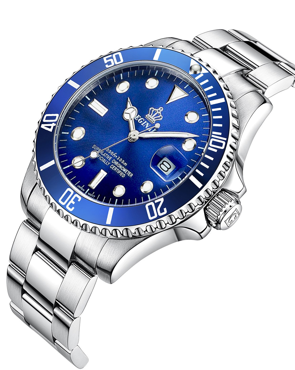 Premium Rotatable Bezel Men's Watch - Waterproof Sapphire Crystal Stainless Steel Date Quartz Black Wristwatch for Business & Outdoor Adventures