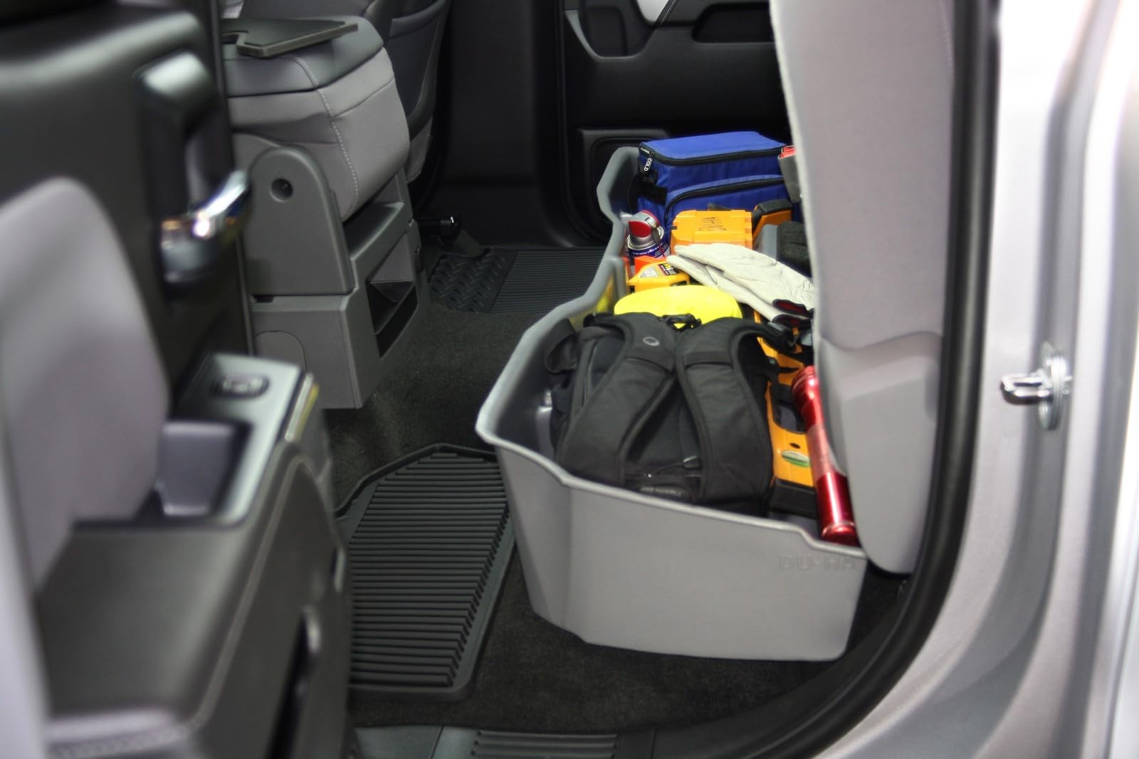 DU-HA Under Seat Storage Organizer for 2014-2019 Chevy Silverado & GMC Sierra Double Cab Classic Style - Heavy Duty Black Back Seat Truck Storage Box | Perfect for Tools, Emergency Kits & Car Accessories