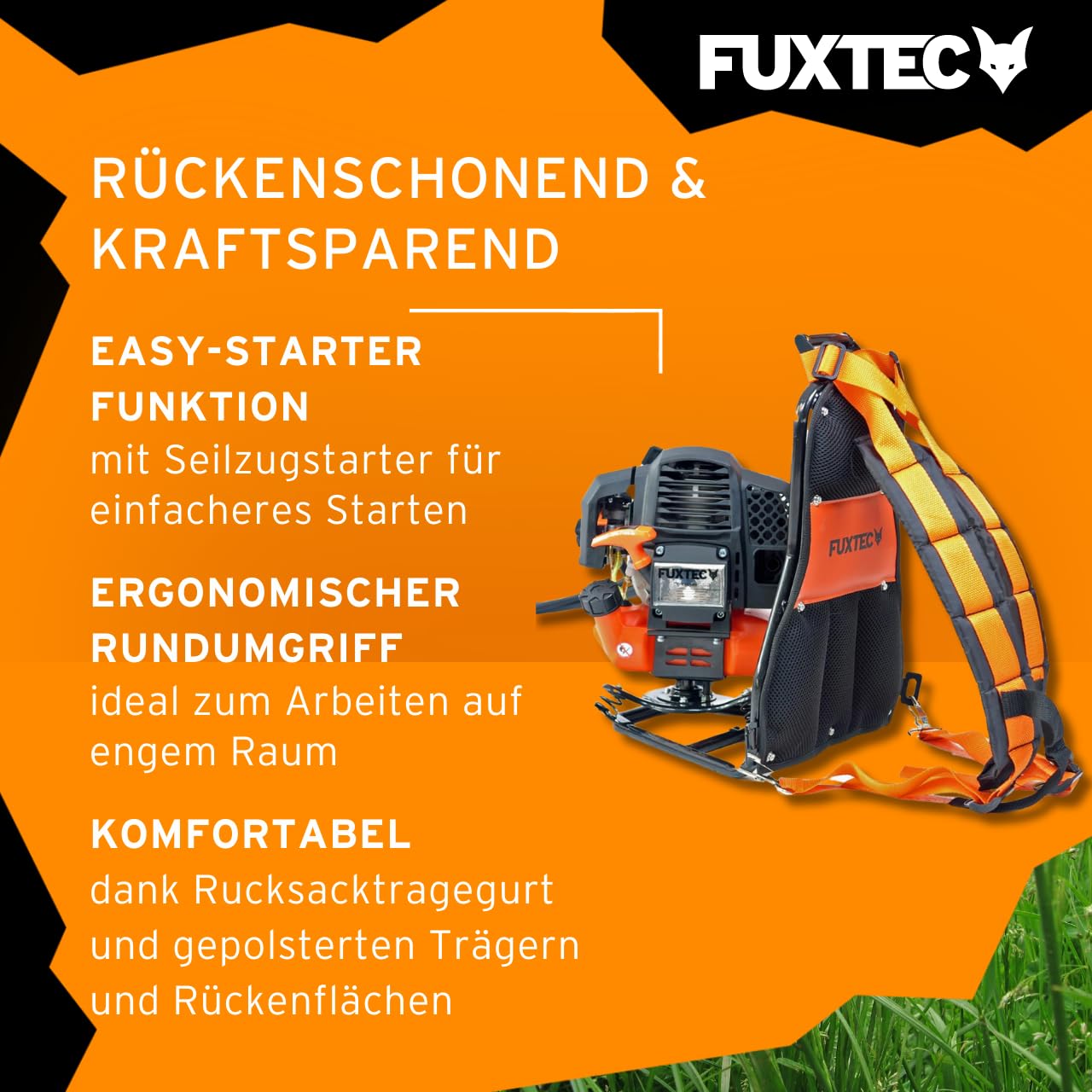 FUXTEC FX-MS152T 52cc 2-Stroke Gas-Powered Backpack Trimmer with 2-in-1 Multitool & Shoulder Harness - 3HP Lawn Edger, Brush Cutter, Weed Whacker for Professional Landscaping & Yard Maintenance
