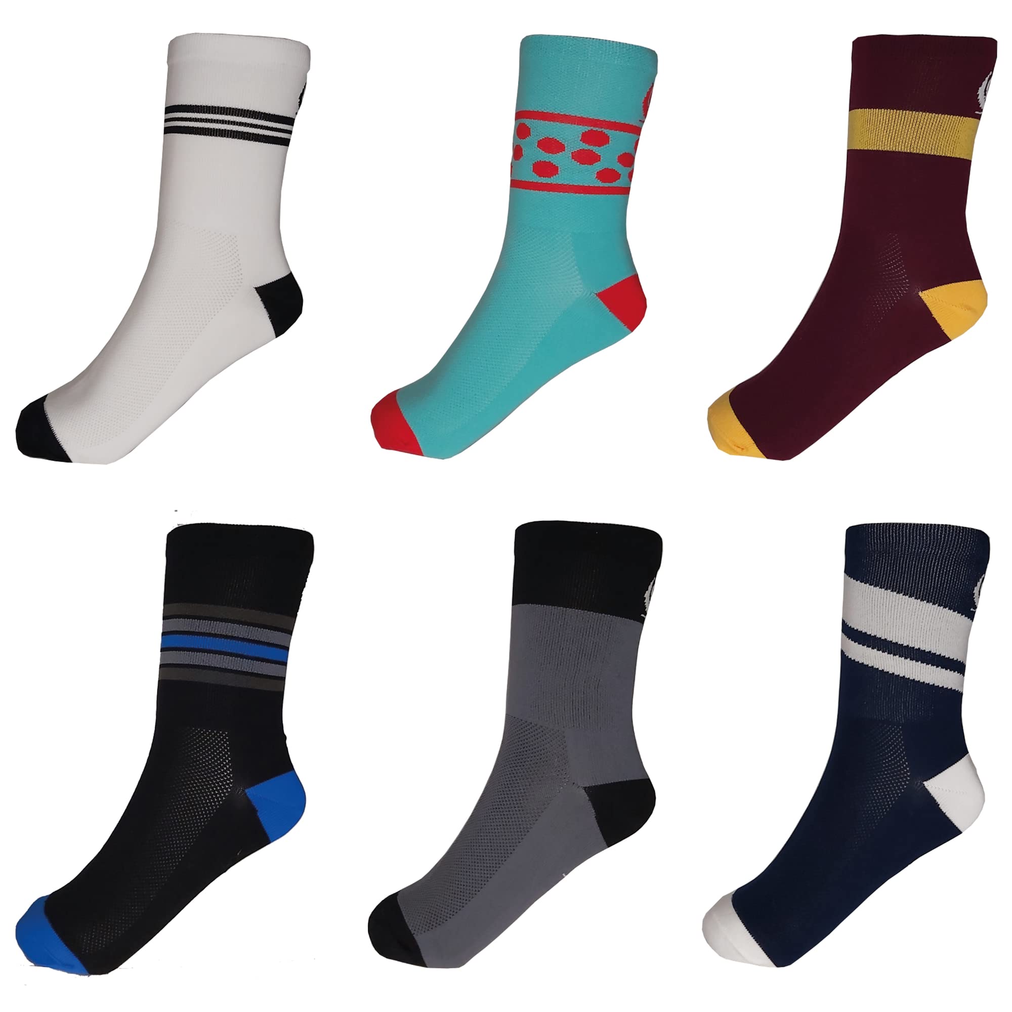 Qhatana Men's Cycling Compression Socks - Breathable Long Sports Socks for Running, Gym & Outdoor Activities - Moisture-Wicking Performance Socks for Athletes & Active Lifestyles