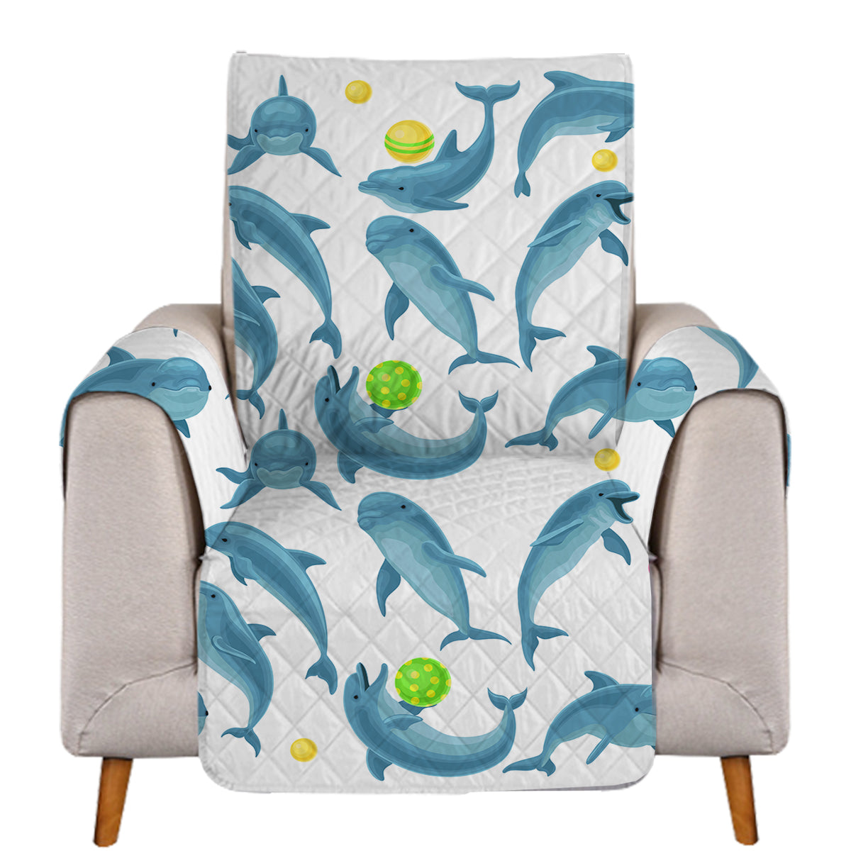 Premium Dolphins Soul Fins Sofa Cover - Waterproof, Stretchable Couch Protector for Pets & Kids - Perfect for Living Room, Family Room & Dorm Decor