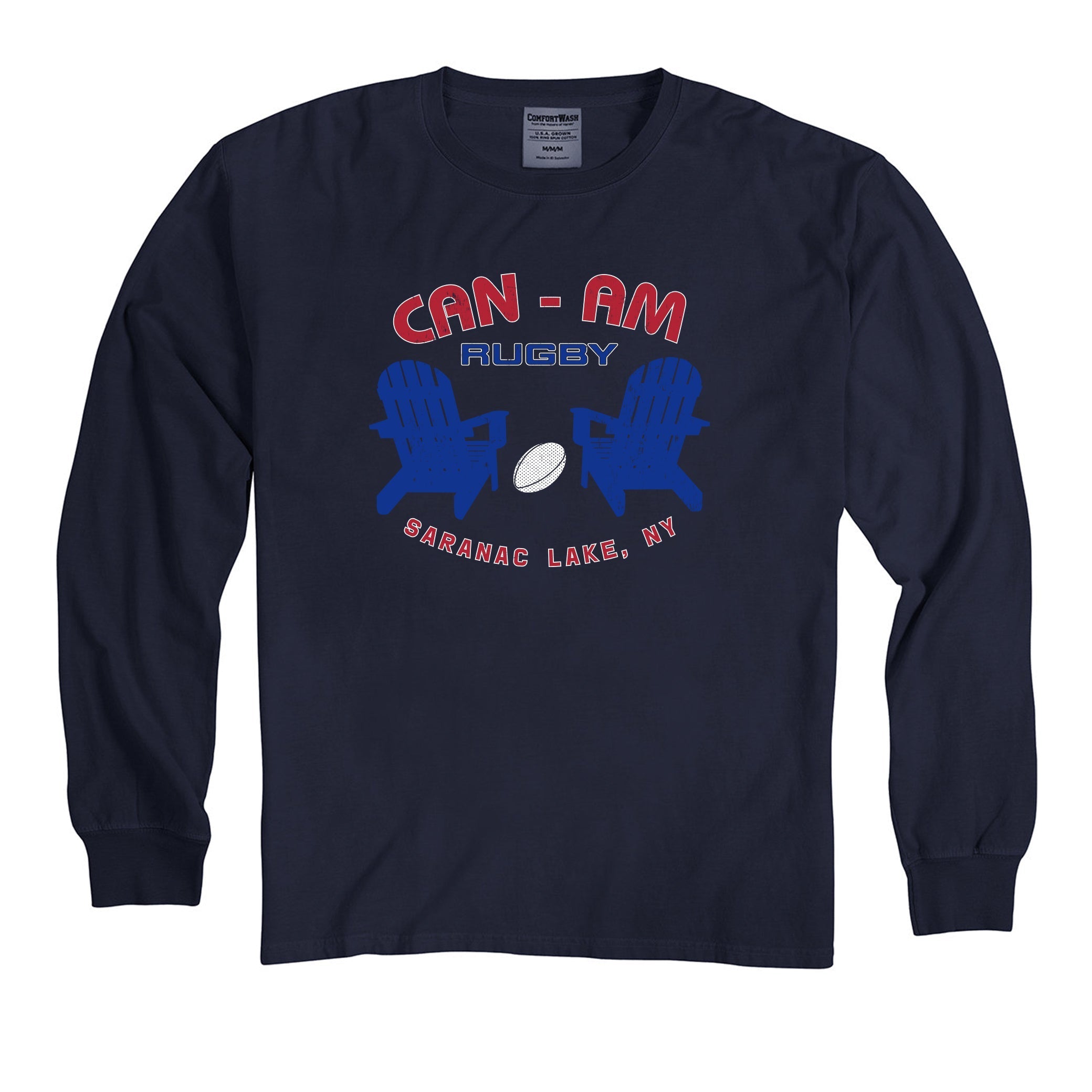 Can Am Adirondack Chairs Garment Dyed Long Sleeve T-Shirt - Comfortable Outdoor Lounge Wear for Backyard, Camping & Beach Relaxation