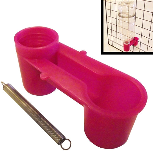 Pink Soda Pop Water Bottle with Bird Drinker Cup & Spring - Cute Pet Drinking Fountain for Birds, Small Animals - Perfect for Cage, Aviary, and Outdoor Use