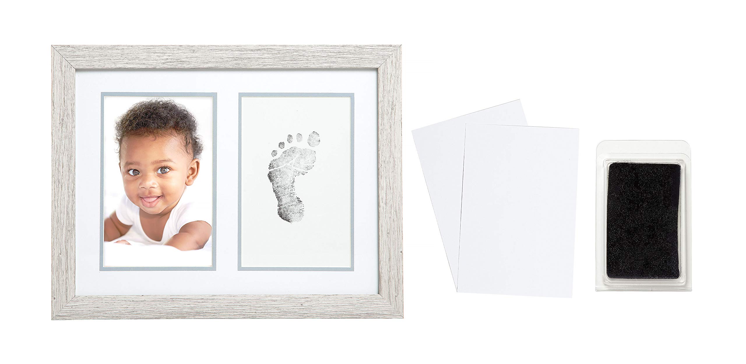 Kate & Milo Rustic Baby Footprint Photo Frame and Ink Kit - Handcrafted Wood Keepsake for Newborn Memories, Woodland Nursery Décor, Rustic Picture Frames for Baby Shower Gifts & Nursery Wall Art - Perfect for First Birthday, Christening, and Family Photo Displays
