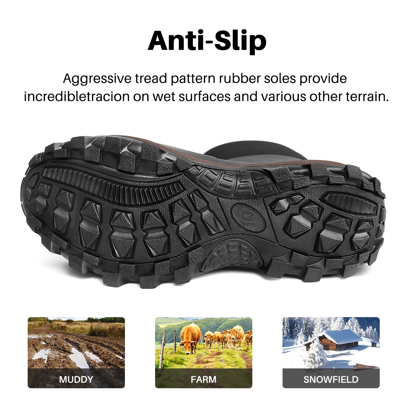 **Men's Insulated 6mm Neoprene Rubber Rain Boots - Waterproof Hunting & Work Boots for Cold Weather, Farming, Fishing - Durable for Outdoor & Wet Conditions**