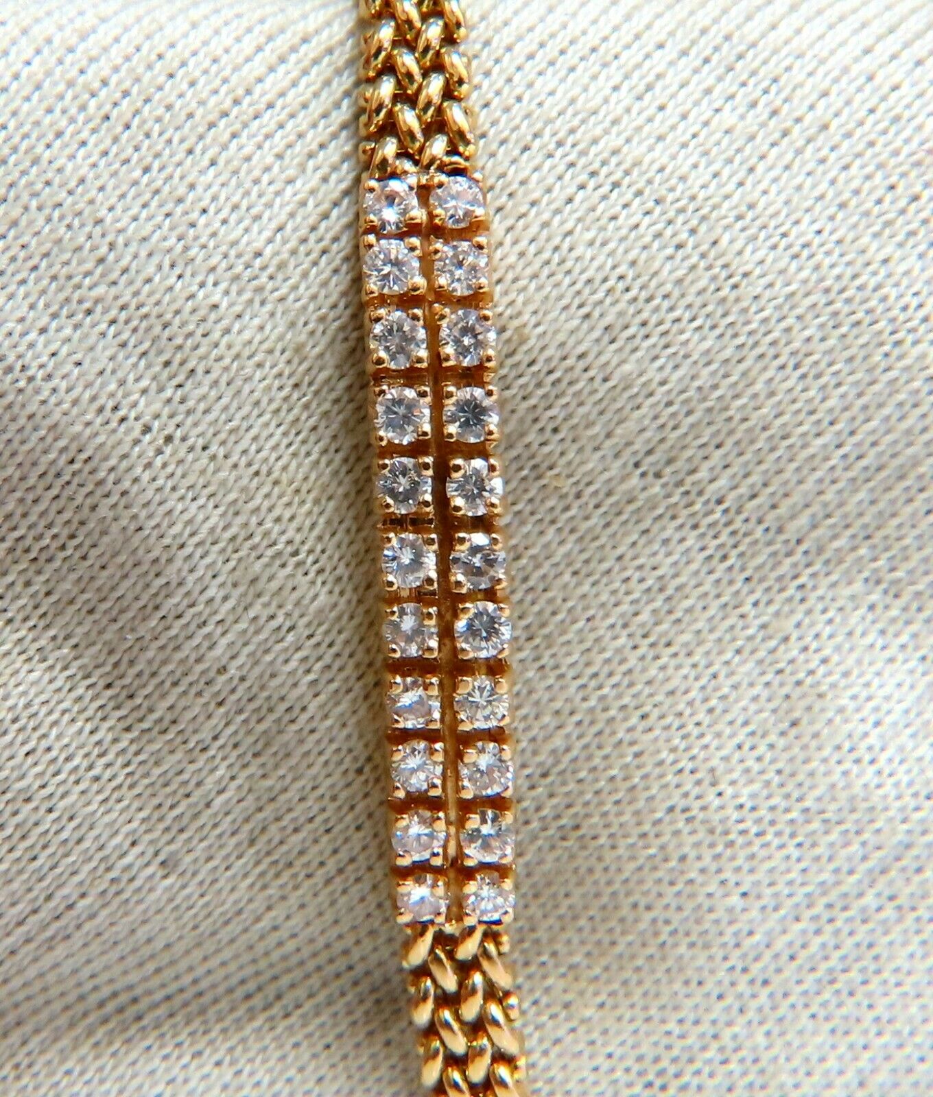 1.06 Carat Diamond ID Tag Bracelet with Weave Pattern - Vintage Deco 14K Gold Jewelry for Women, Gift for Her, Anniversary, Birthday, Special Occasion