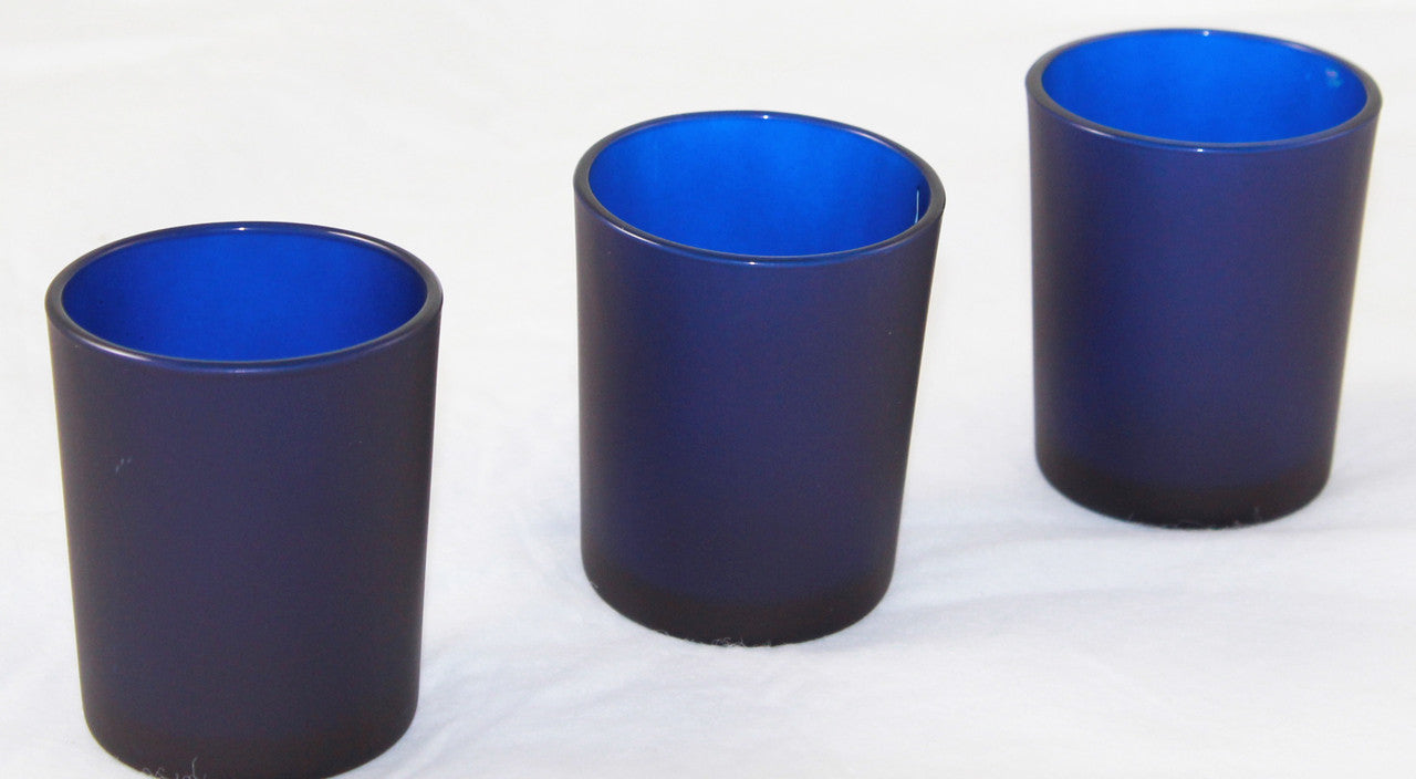10 Pack Blue Frosted Glass Votive Tealight Candle Holders - Elegant Wedding Centerpieces, Christmas Decor, Bridal & Baby Shower Party Supplies - Perfect for Romantic Dinners, Holiday Tablescapes & Special Events